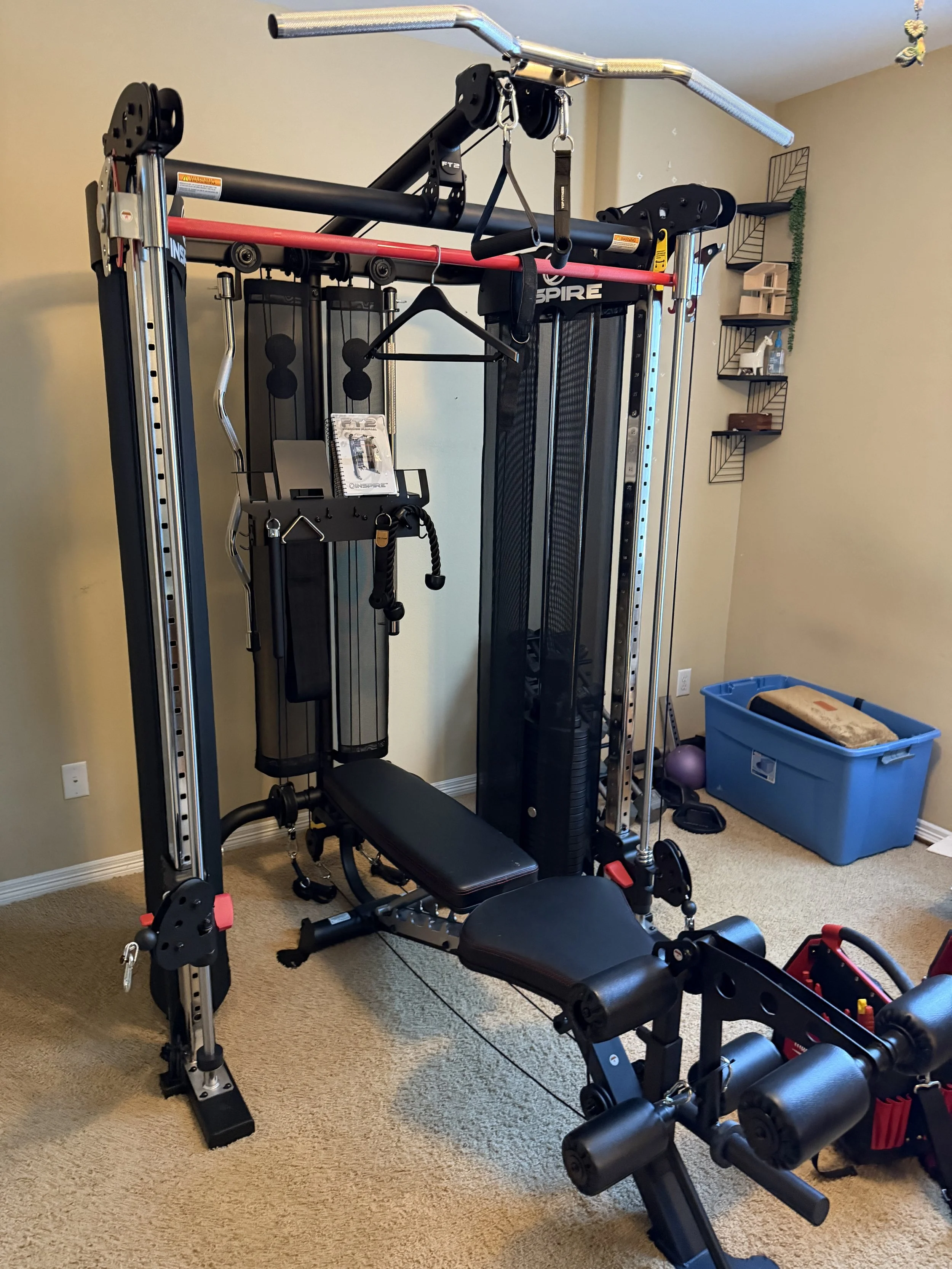 Inspire Fitness FT2 functional trainer before a professional fitness equipment move in Houston