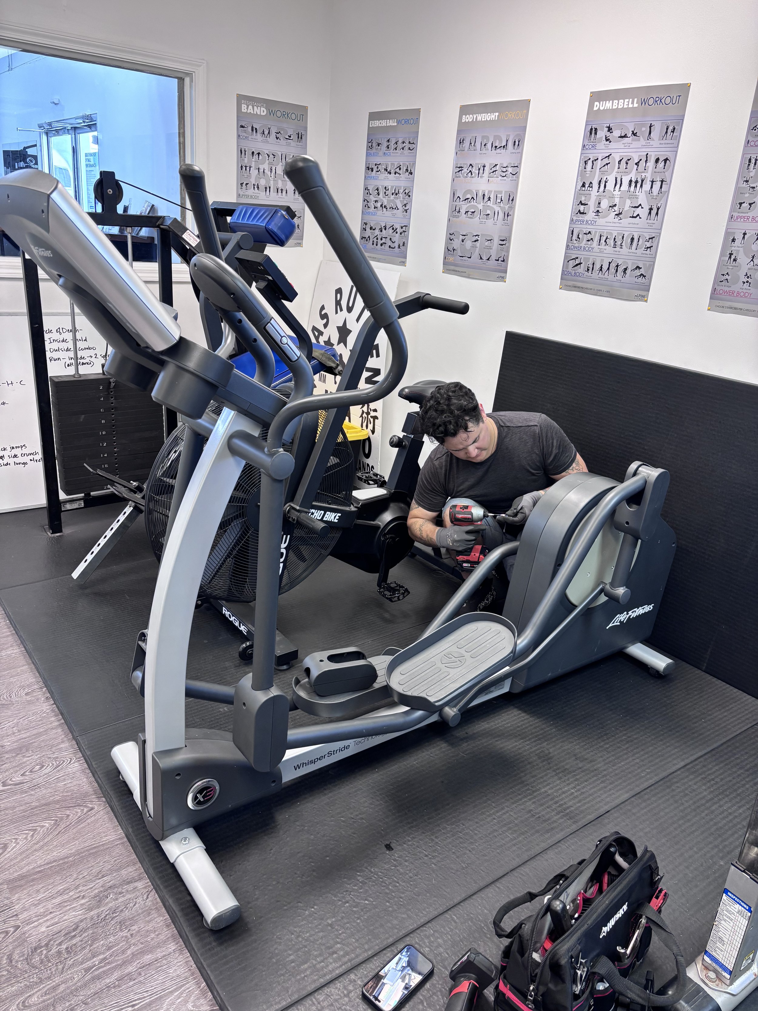 Life fitness elliptical installation.