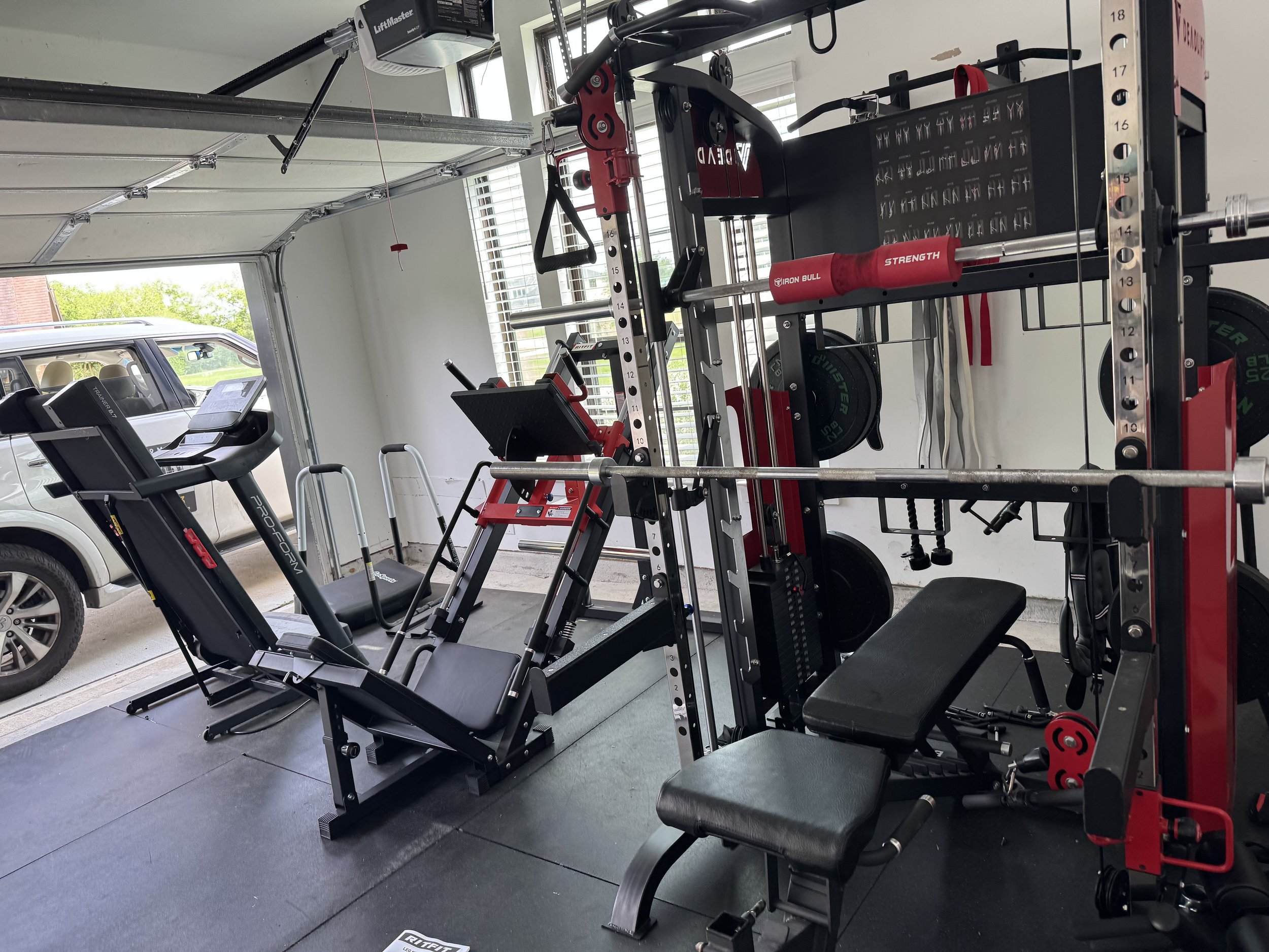 RitFit hack squat machine assembly.