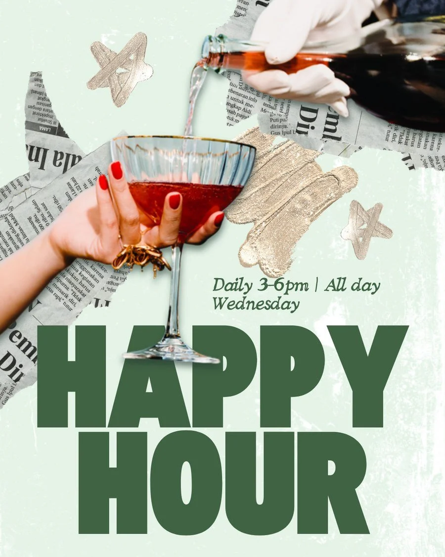 Happy hour at Meadow, daily 3–6pm and all day Wednesday