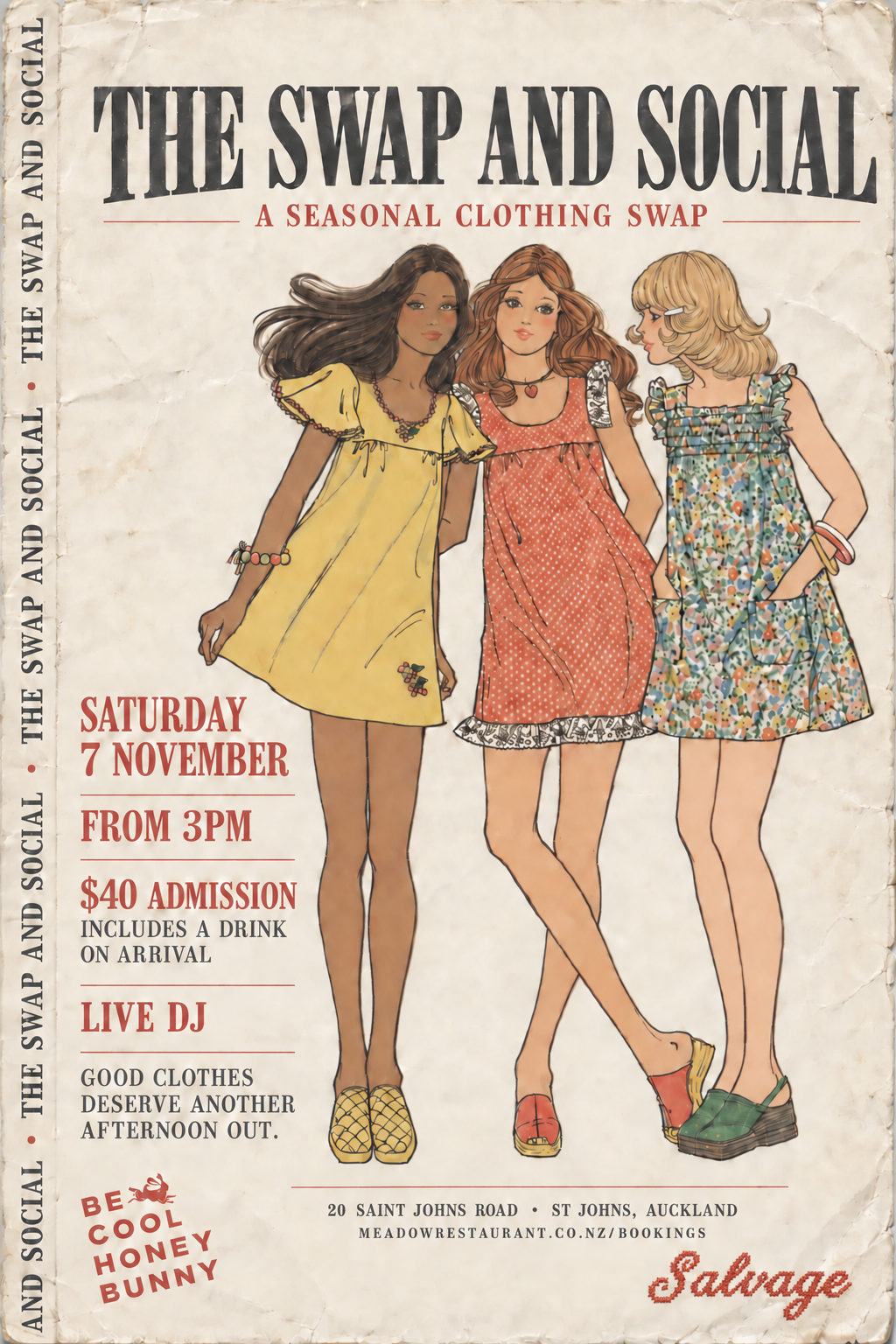 The Swap and Social poster at Meadow Restaurant