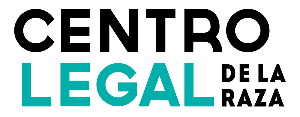 Centro Legal de la Raza logo, with “Centro” in bold black letters above “Legal” in teal, and “de la Raza” stacked in black to the right, on a white background.