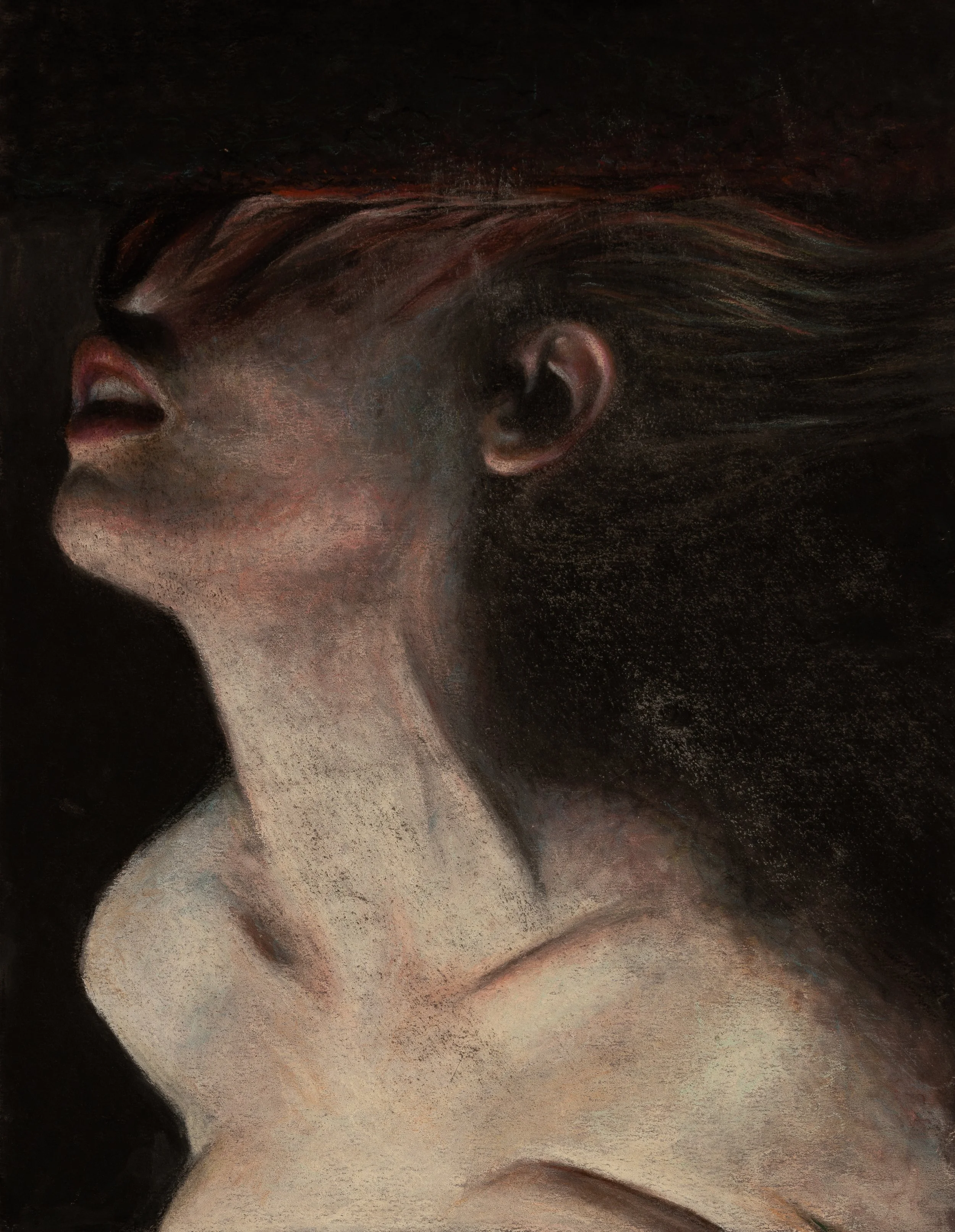 dragged, pastel on paper, 2022