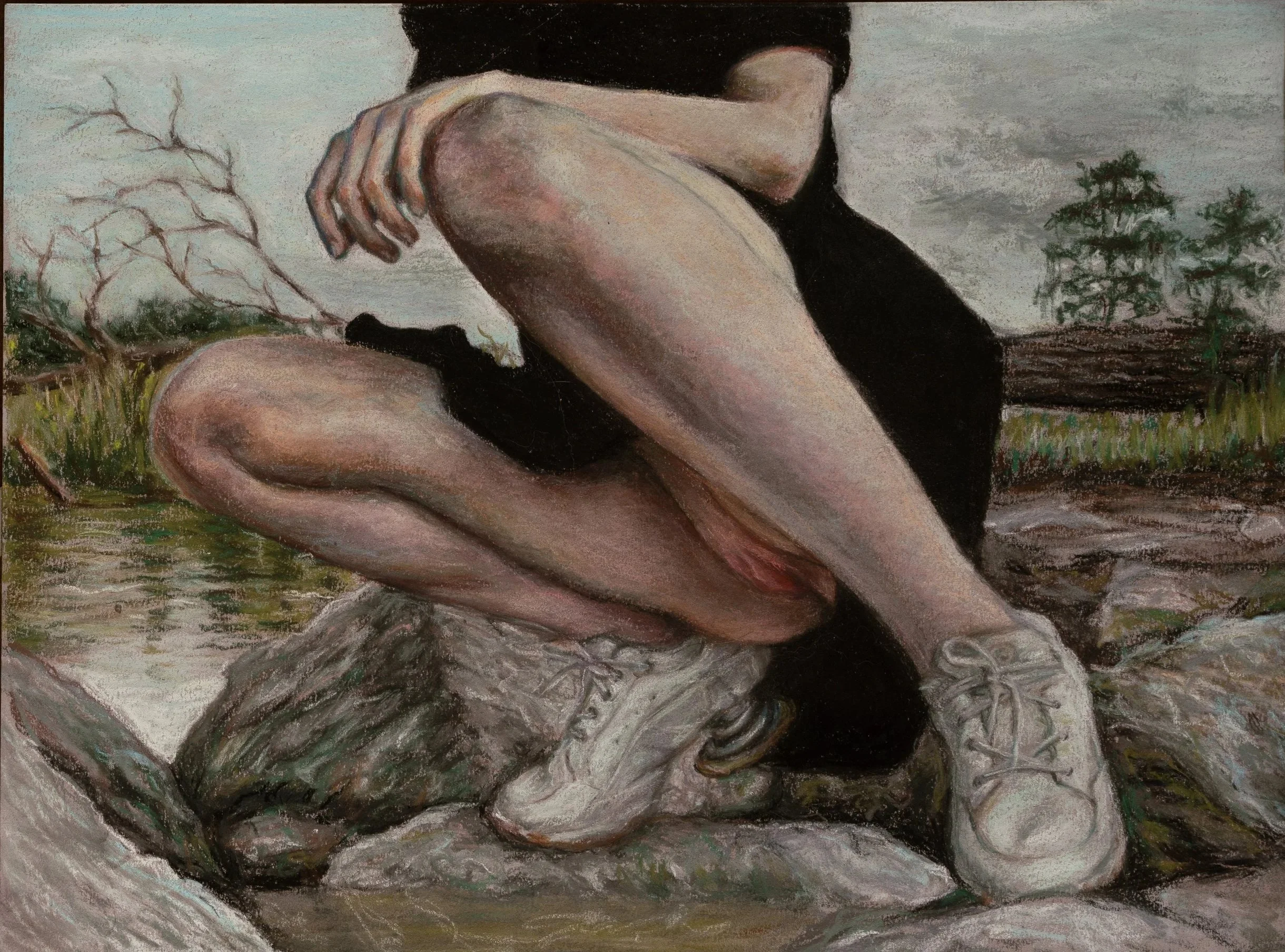 coil shoes, pastel on paper, 2024