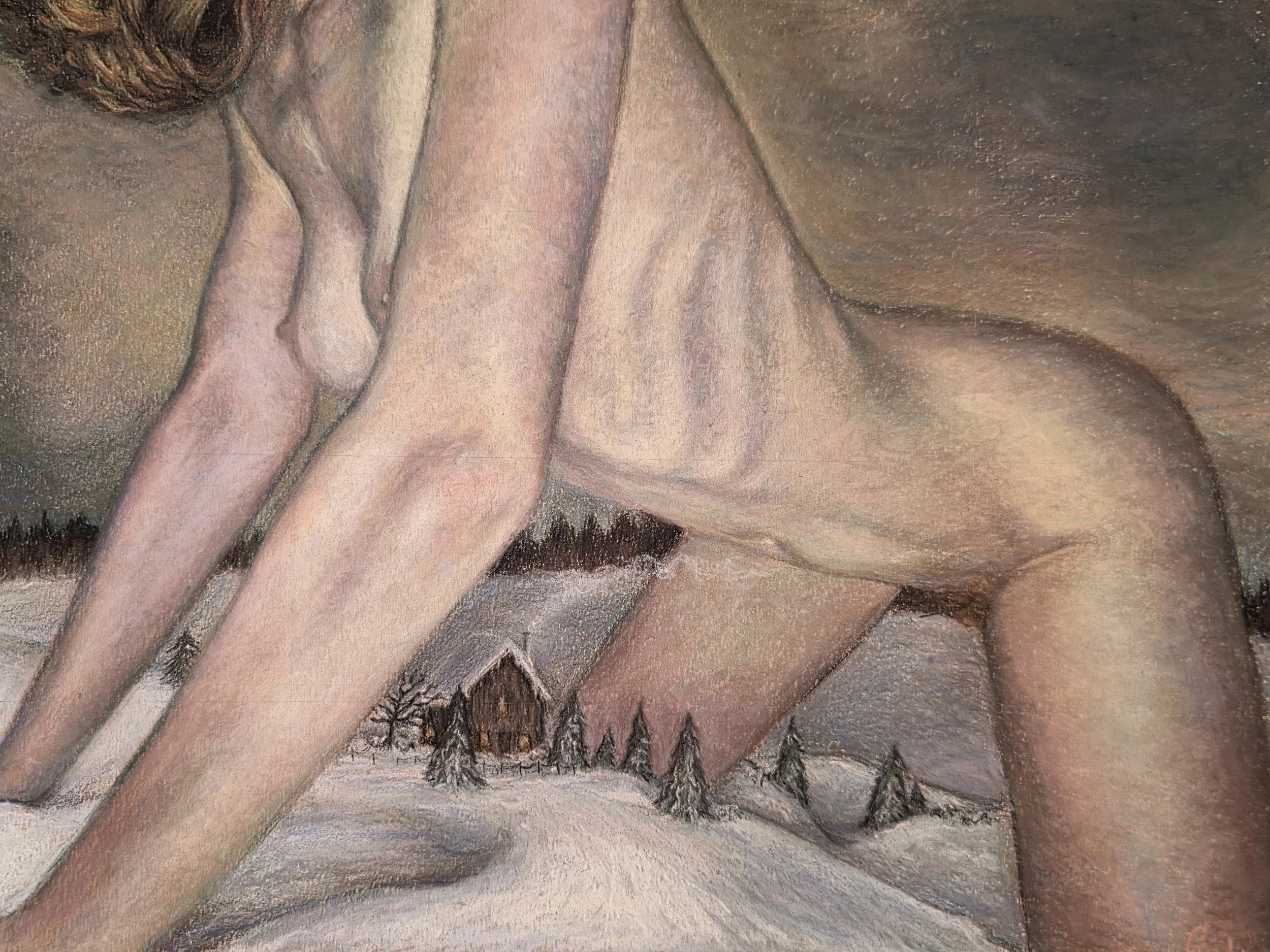 giantess, pastel on paper, 2025