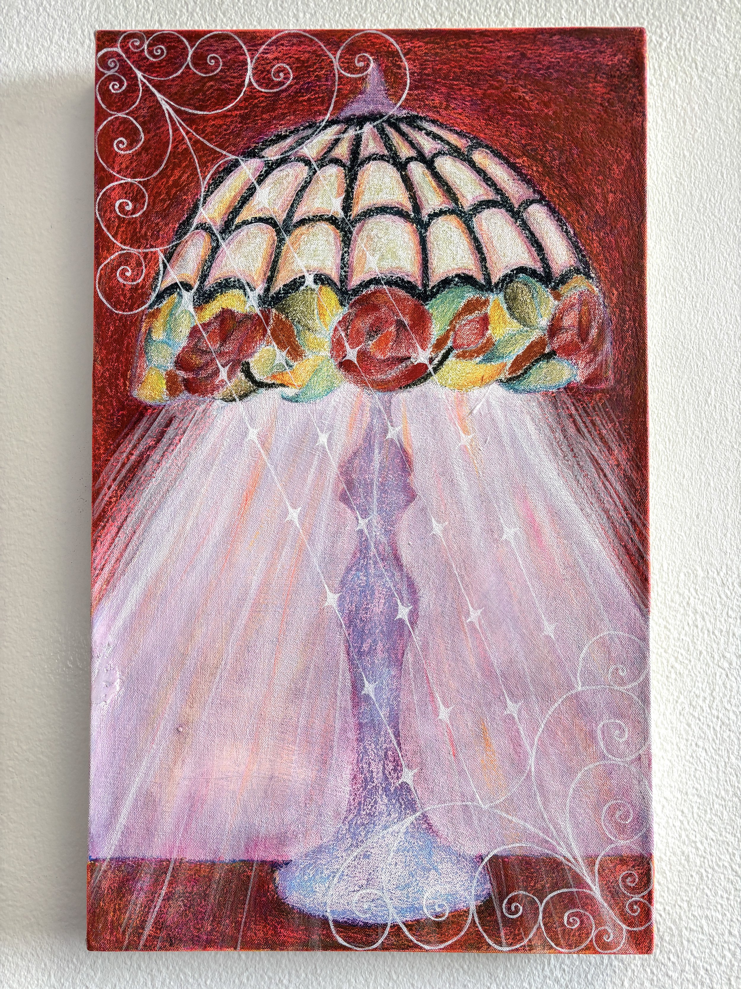 “keepthelighton” 23 x 14 acrylic/chalk pastel on canvas