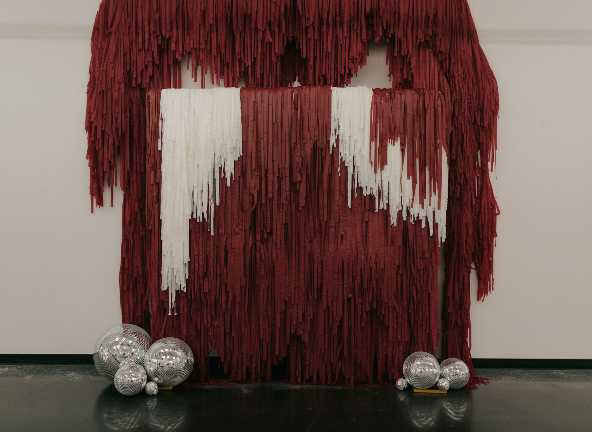 Burgundy red wine wedding fringe backdrop 