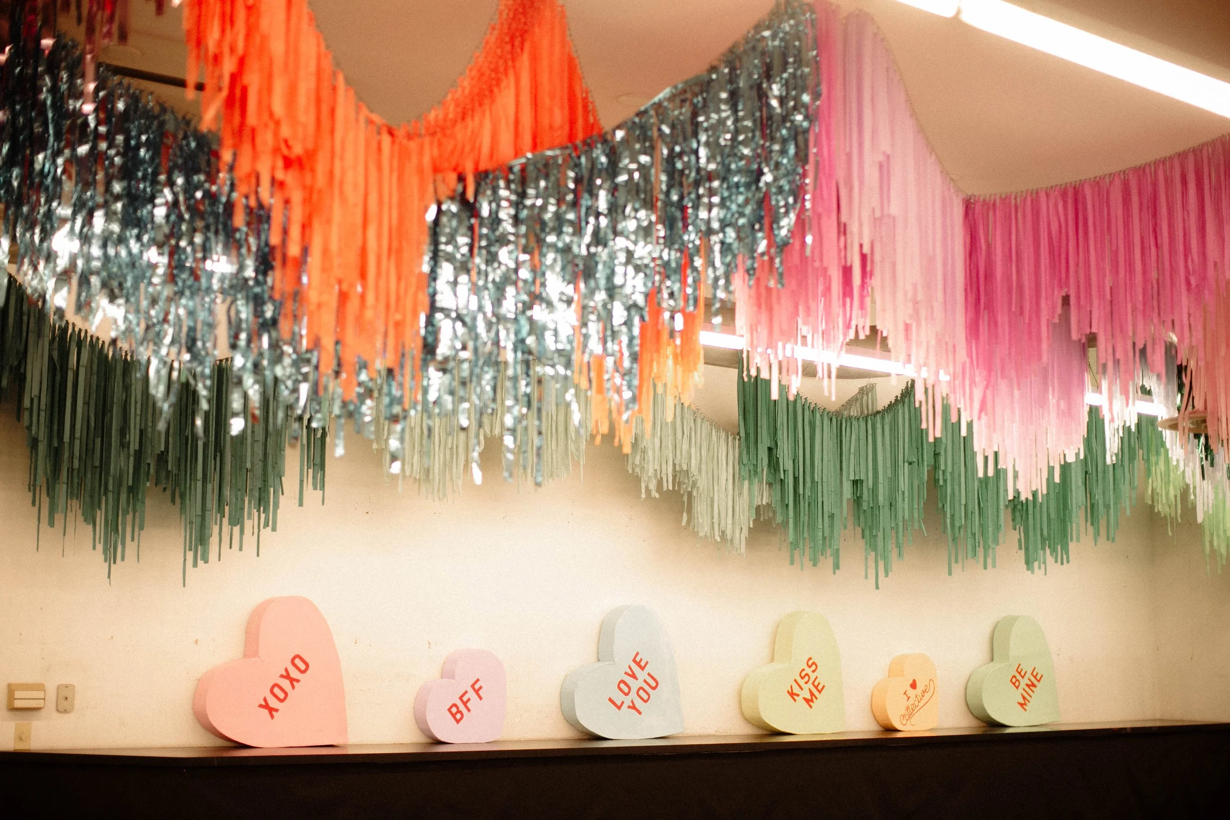 Aerial fringe installation, baby shower, birthday, wedding, corporate event, brand events, grand opening, Collective Santa Cruz