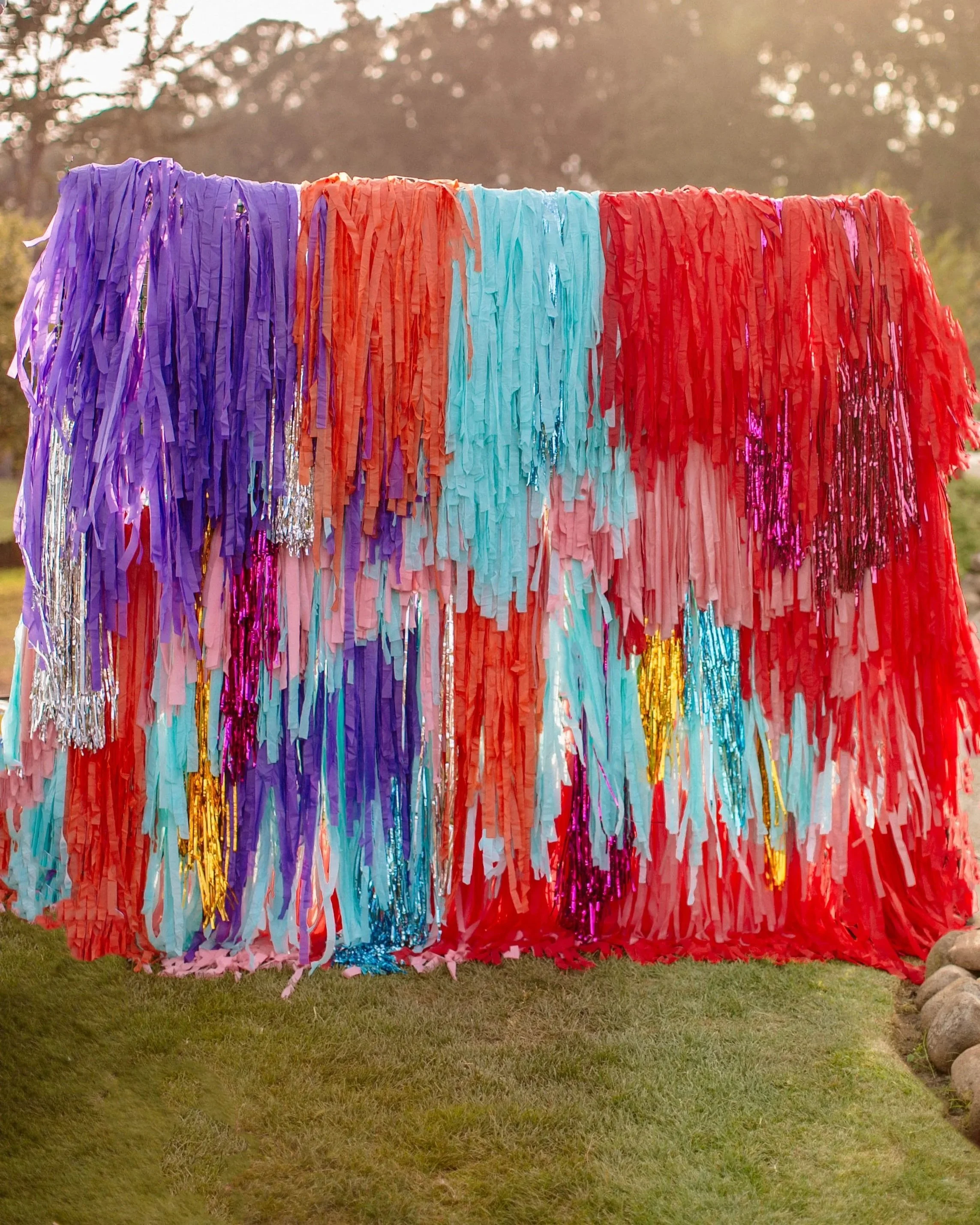 Rainbow fringe backdrop