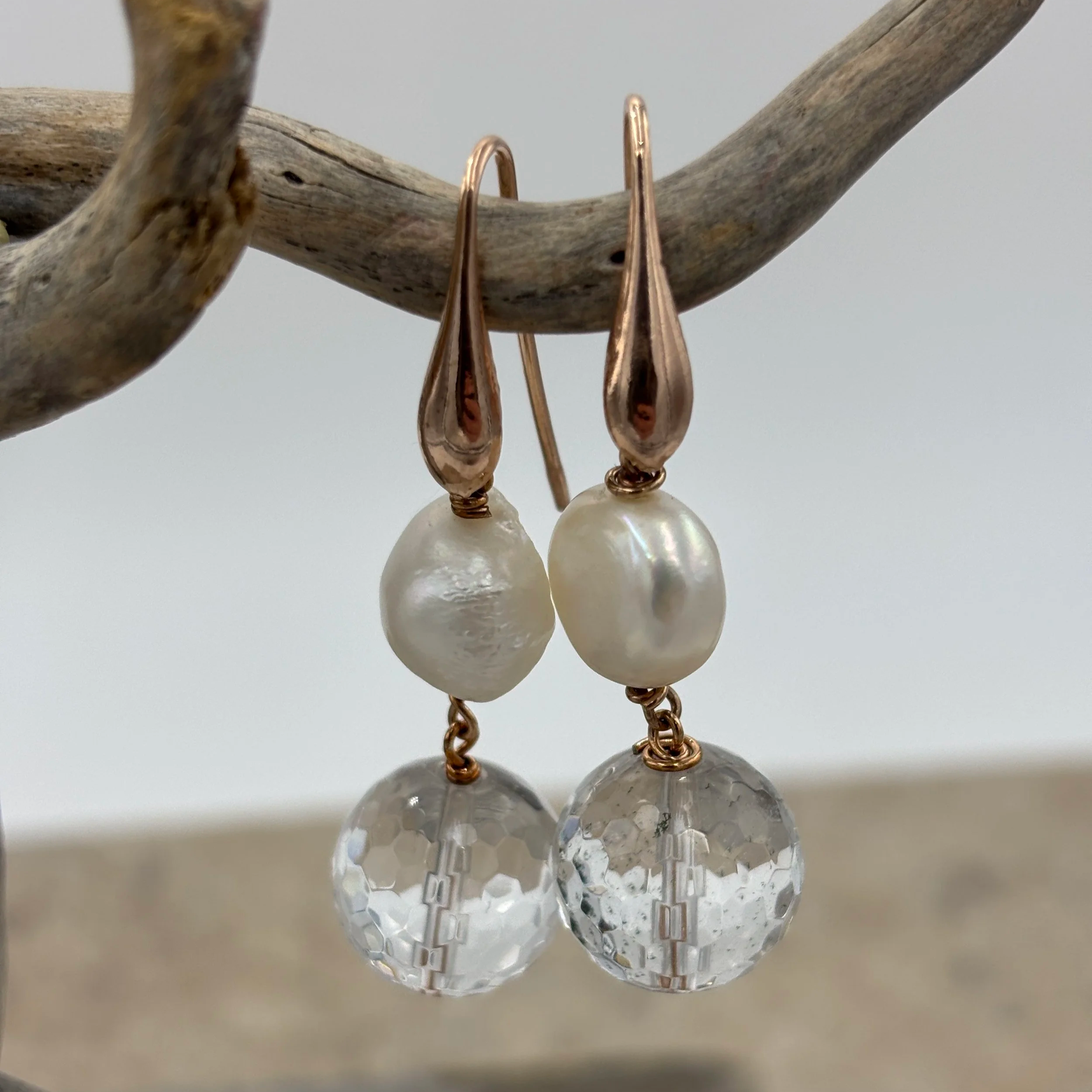 'Auryn' Freshwater Pearl and Crystal Earrings
