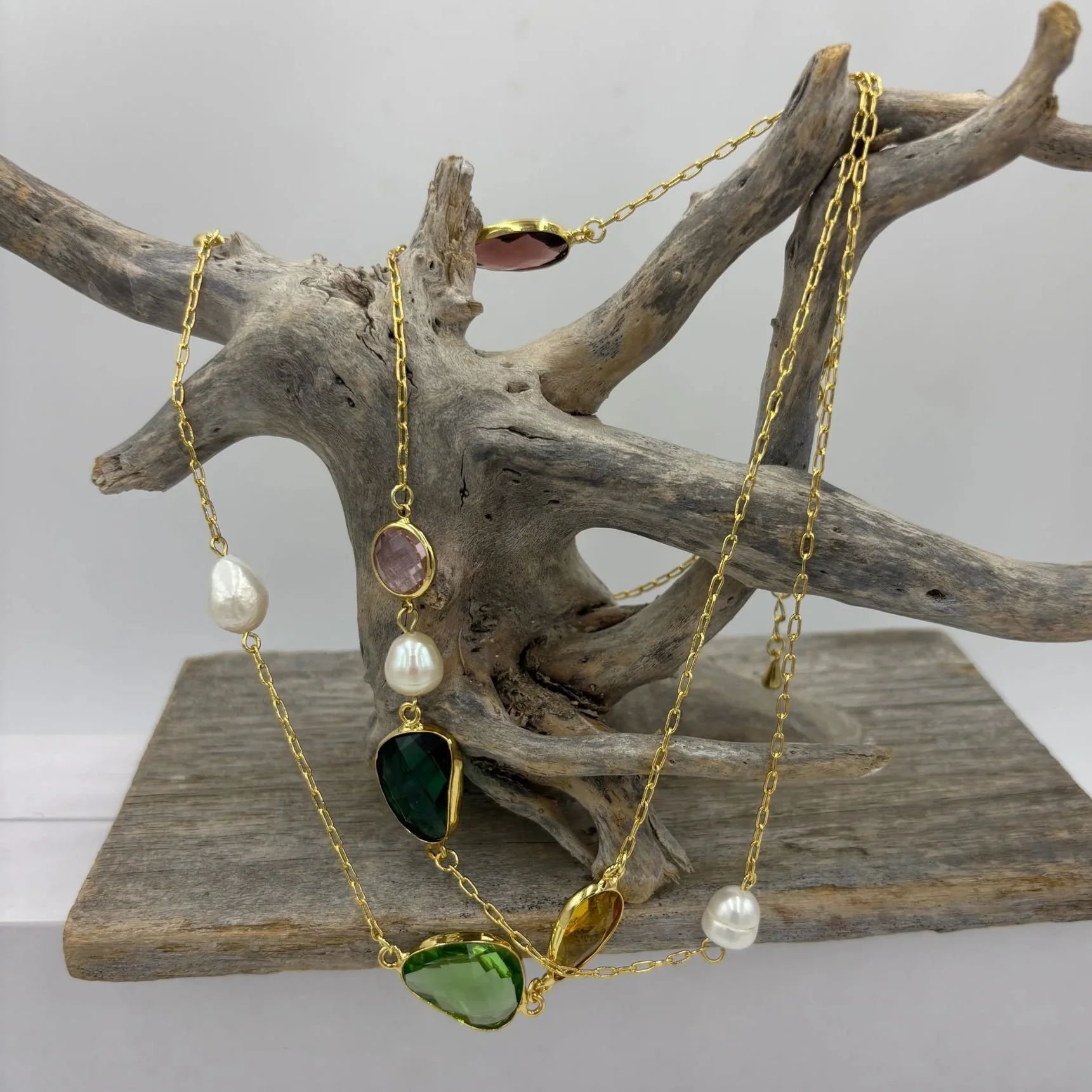 'Oasis' Long Multi-Coloured Freshwater Pearl Necklace