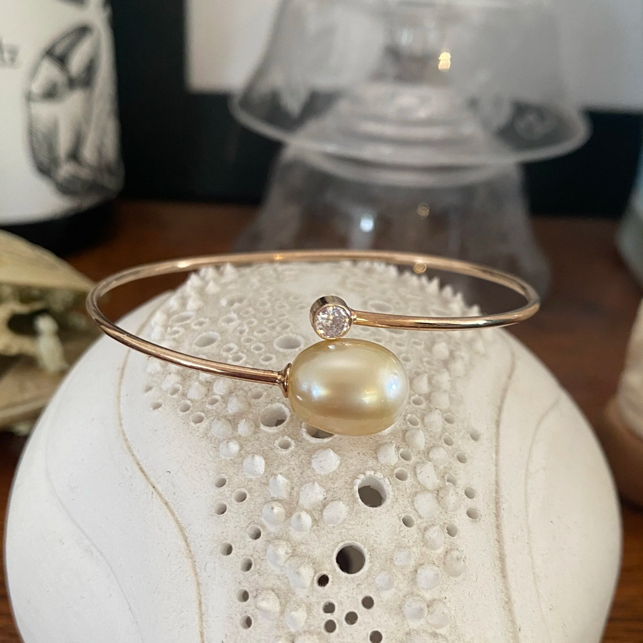 'Brana Rose' Champagne South Sea Pearl Bangle
