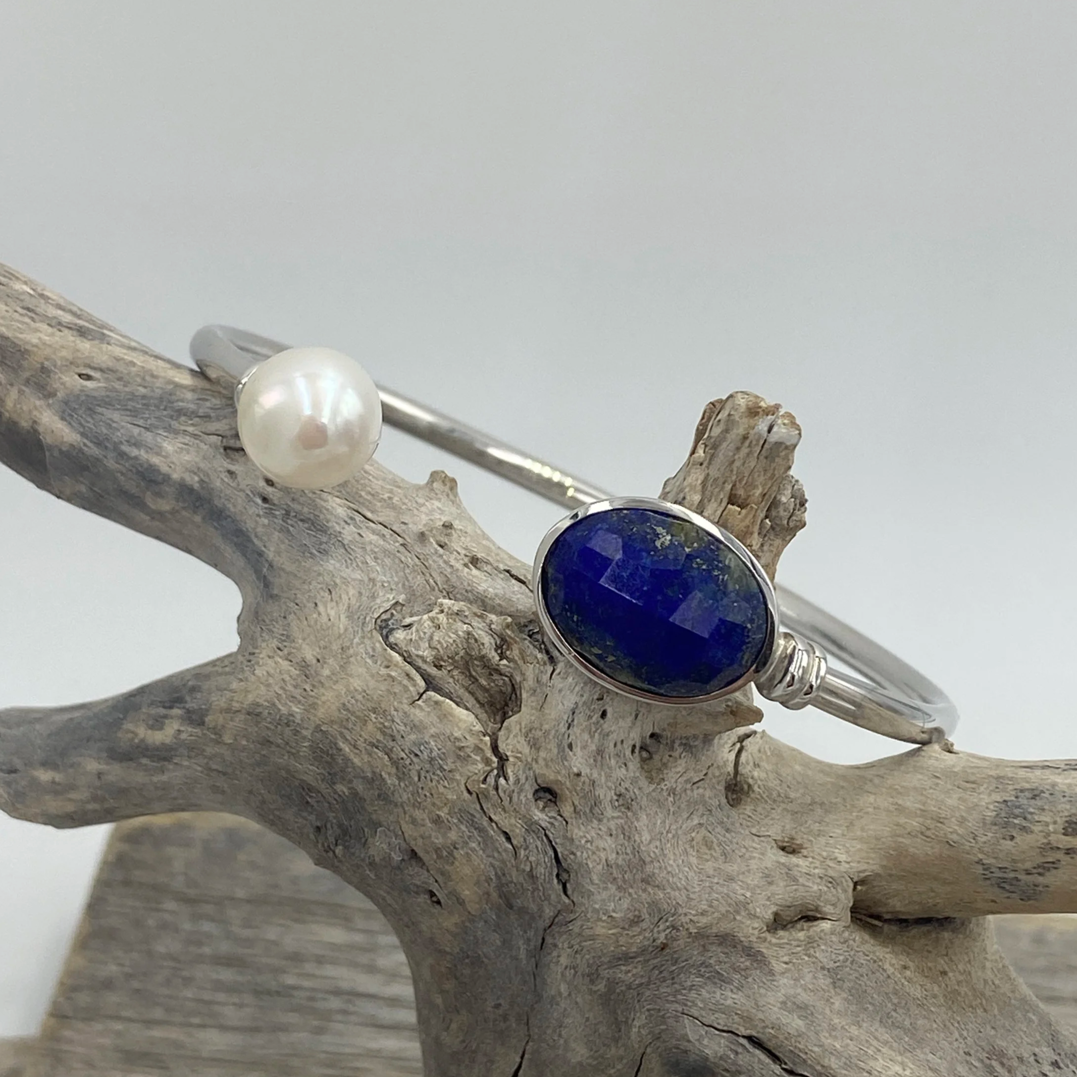 'Corina' Lapis Freshwater Pearl Bracelet