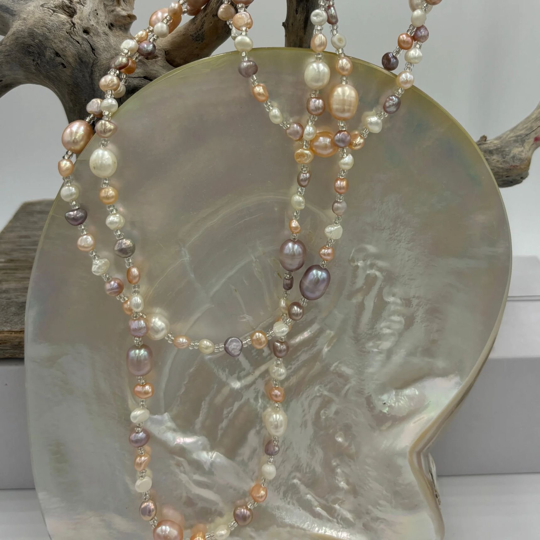'Glama' Long Multi-Coloured Freshwater Pearl Strand