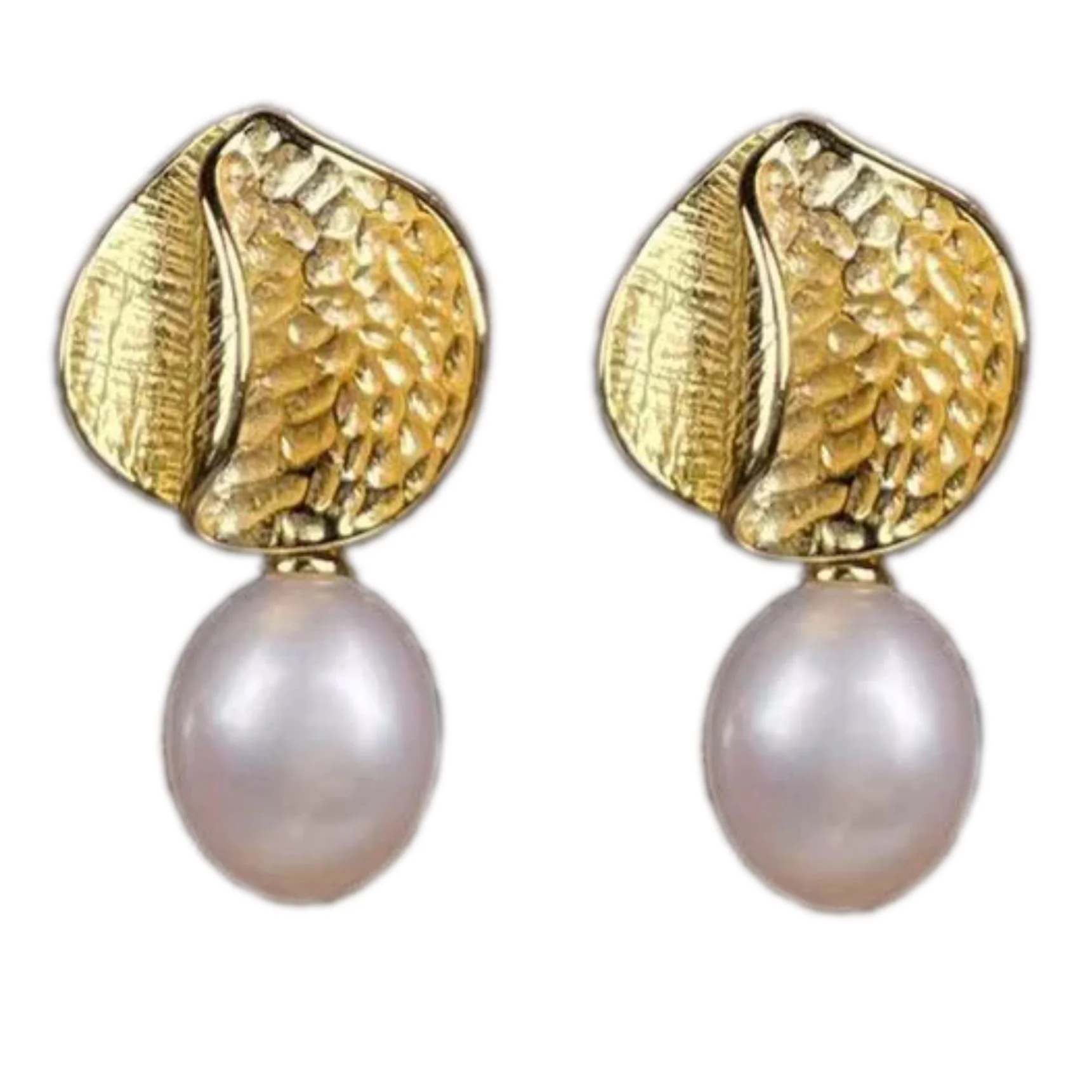 'Leaf Imprint' Freshwater Pearl Earrings