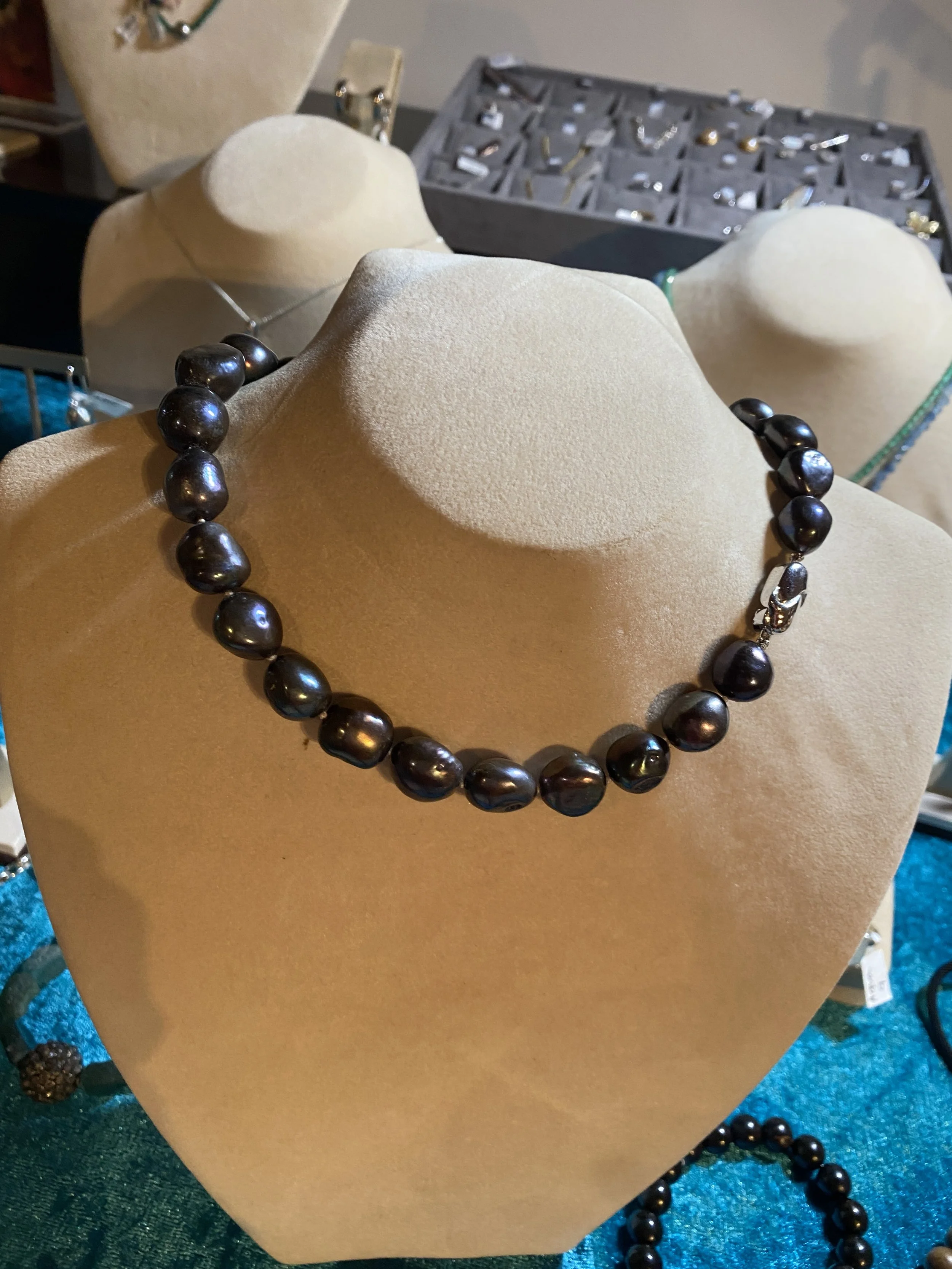 'Blanch' Freshwater Black Pearl Strand