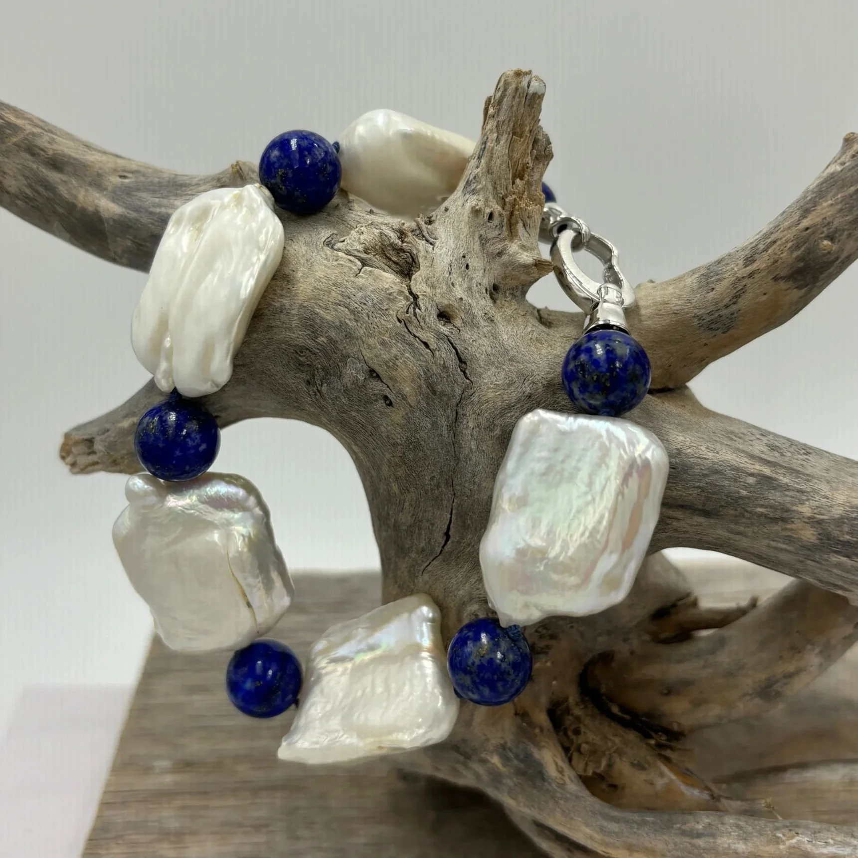'Lappa' Freshwater 'Baroque' Pearl and Lapis  Bracelet