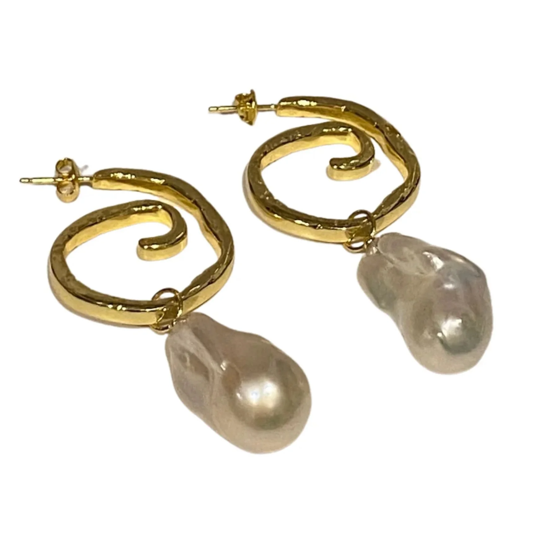 'Gold Coil' Freshwater Pearl Earrings