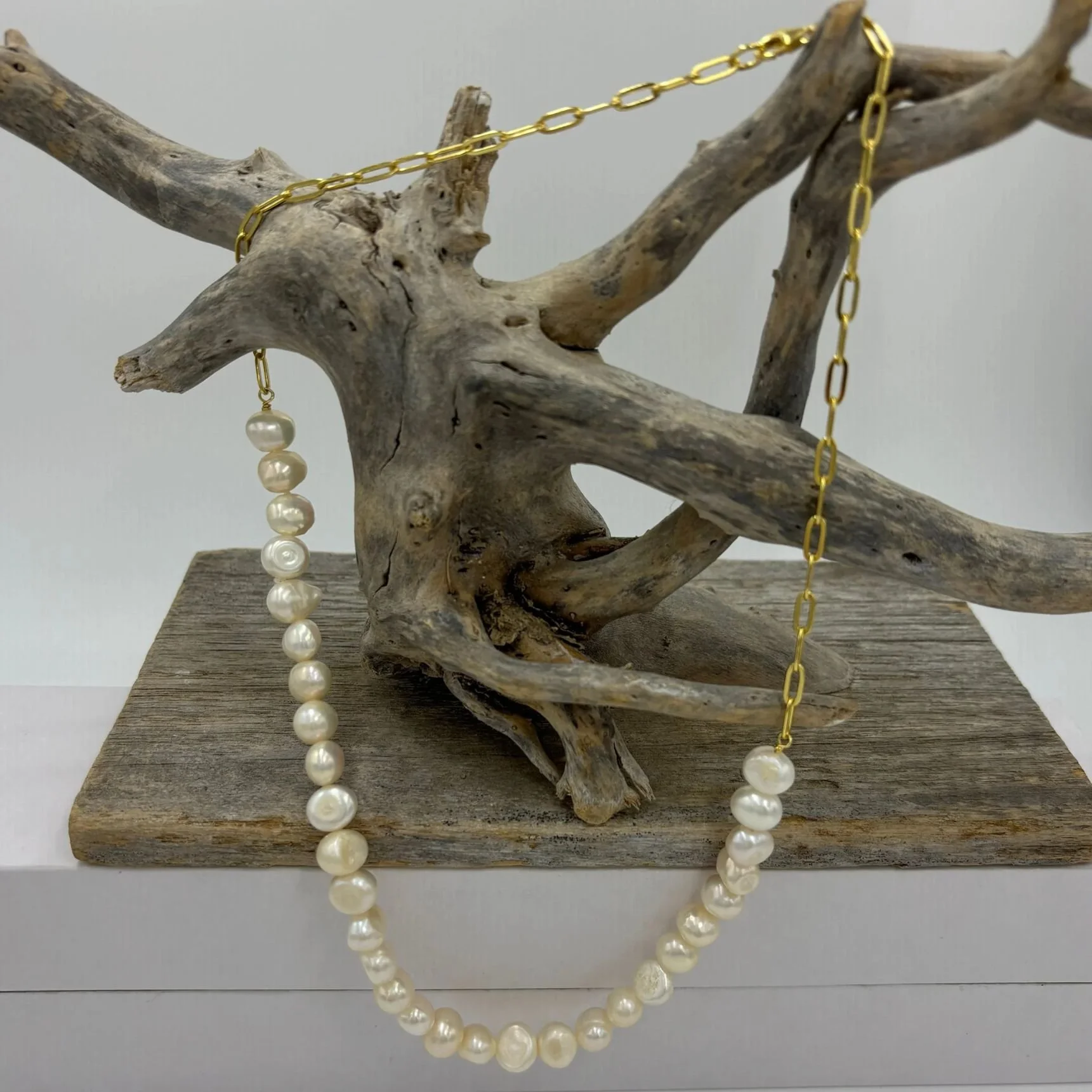 'Link' Freshwater Pearl and Chain Necklace
