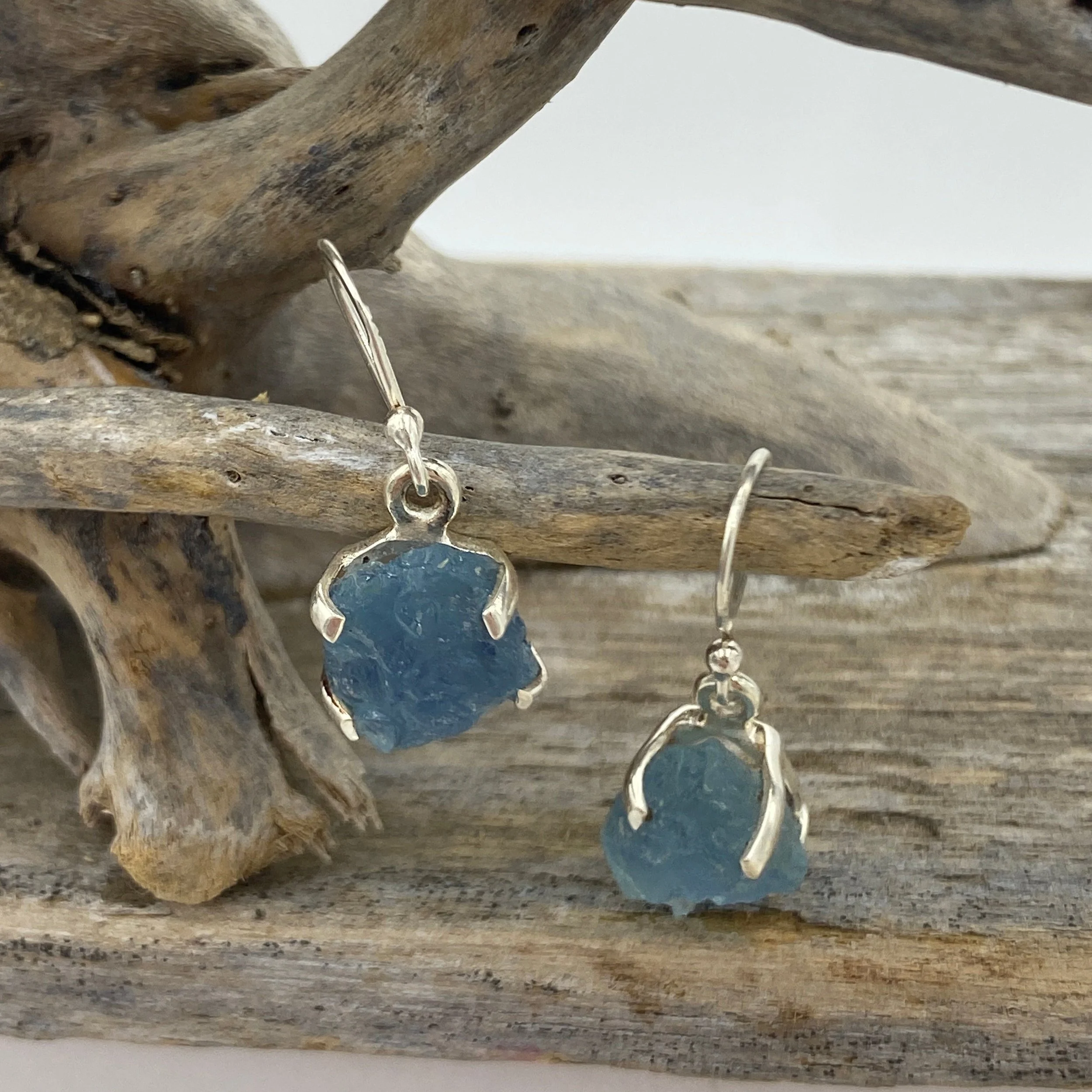 "Aquamarine" rough stone Earrings