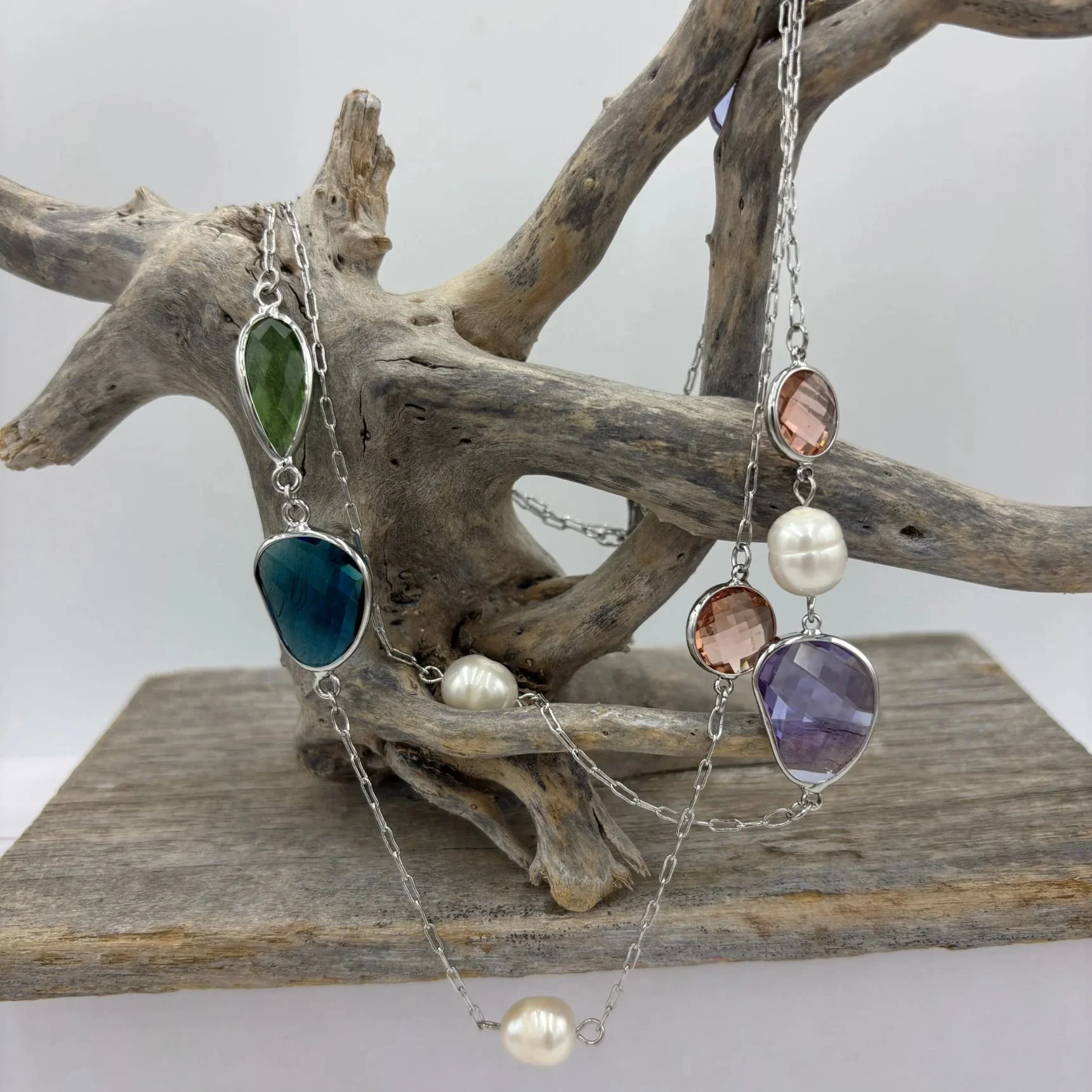 'Mirage' Long Multi-Coloured Freshwater Pearl Necklace