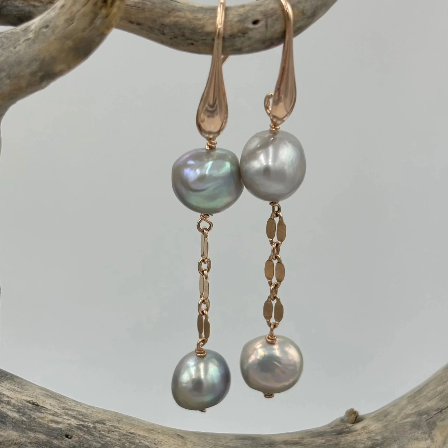 'Isla' Rose Gold Freshwater Pearl Earrings
