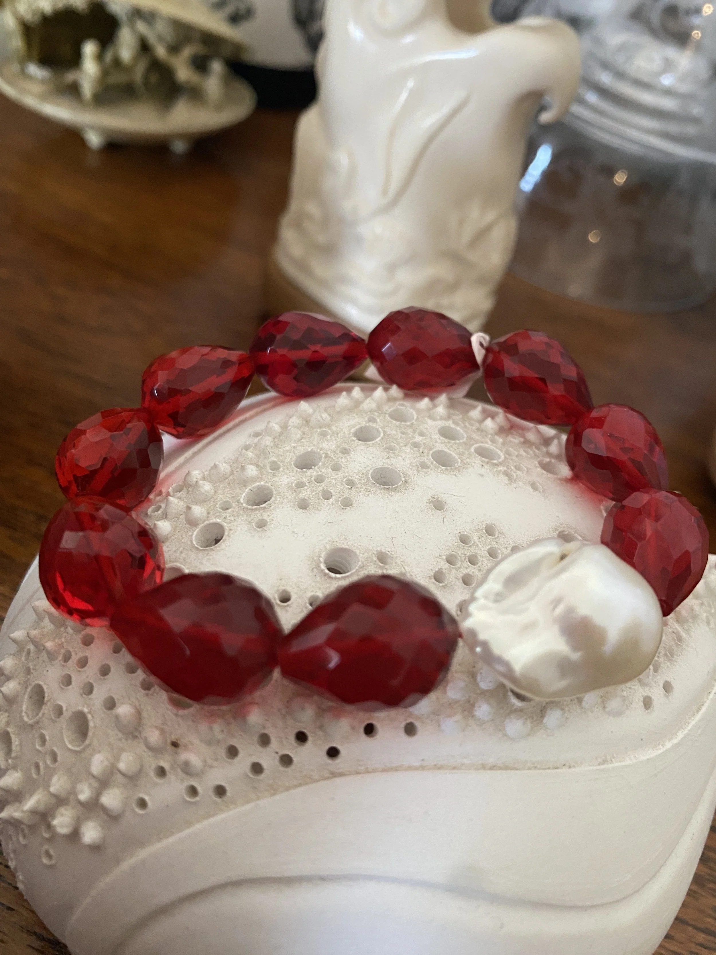 'Ember' Baroque Freshwater Pearl and Carnelian Bracelet