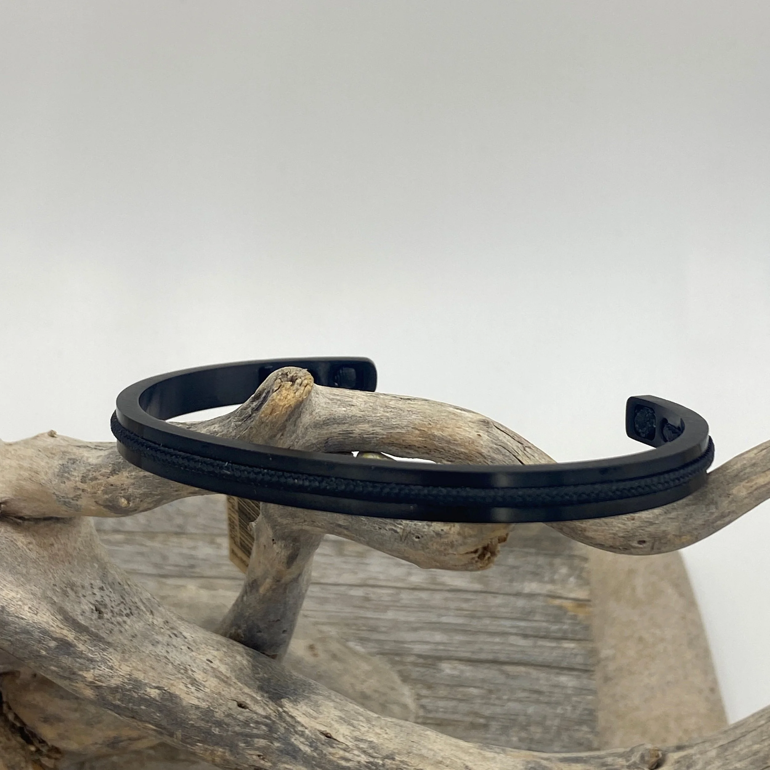 'Navarch' Black and Black 6mm Pig & Hen Bangle