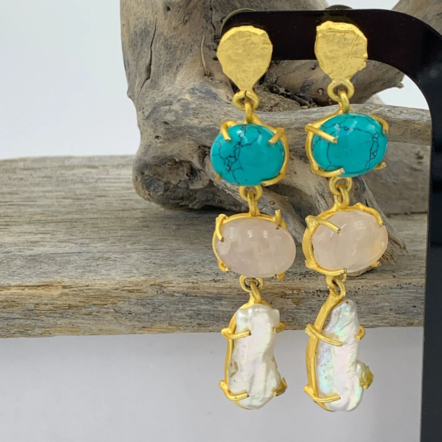 'Melis' Biwa Freshwater Pearl Turkish Inspired Earrings