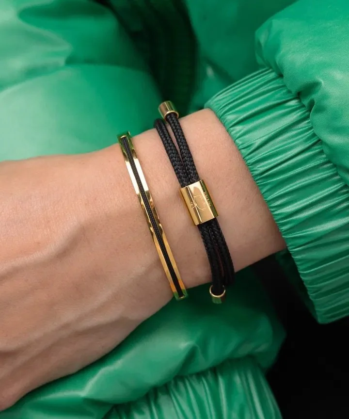 'Little Lewis' Black and Gold Pig & Hen Bracelet