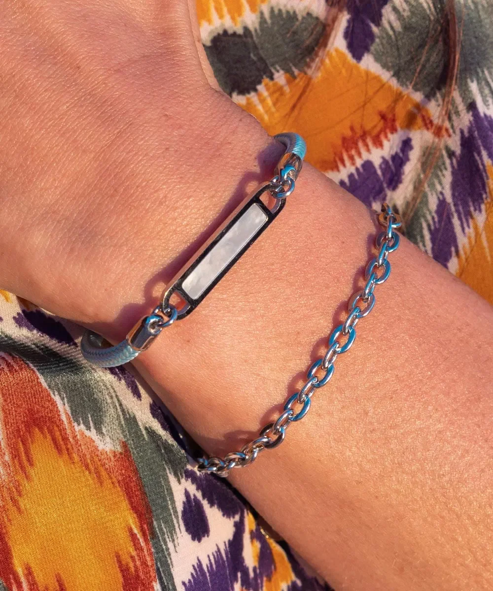 'Harriet' Sky Blue and Silver Pig & Hen Ladies Bracelet