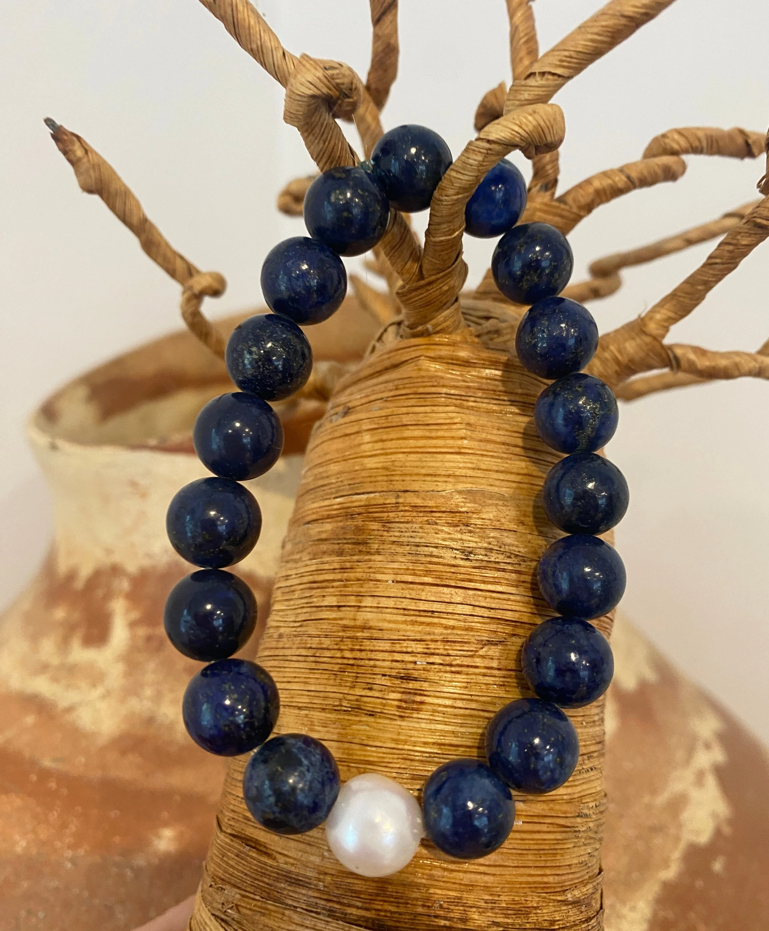 'Lapis' and Freshwater Pearl Bracelet