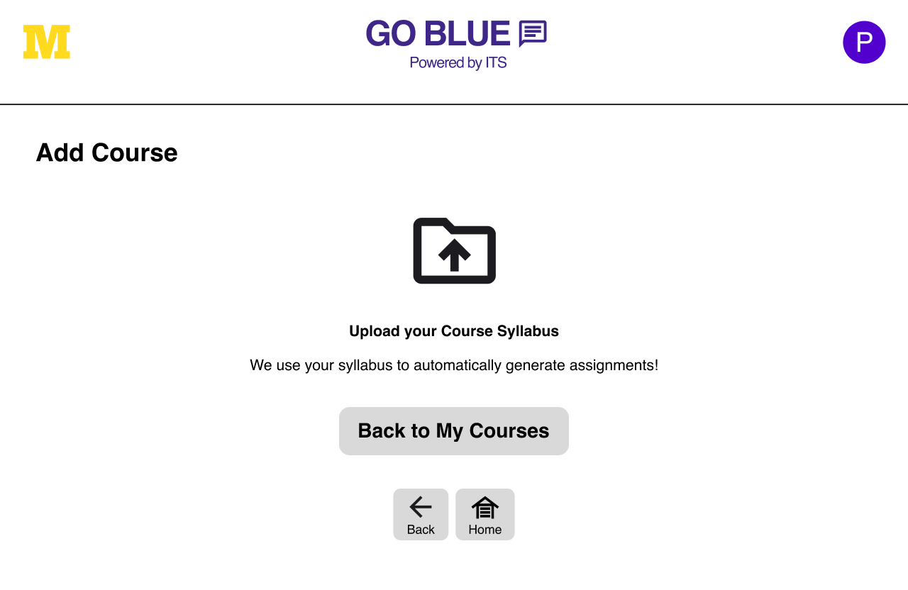UM-GPT syllabus upload screen.
