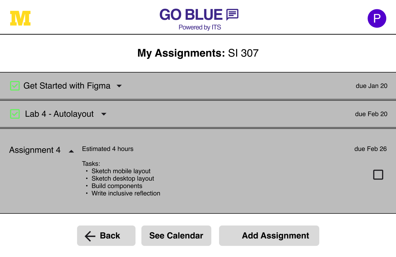 UM-GPT assignment detail screen.
