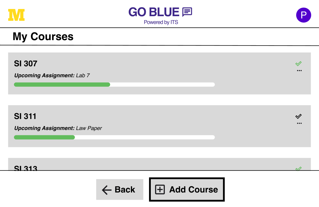 UM-GPT assignment tracker dashboard showing course progress and upcoming work.