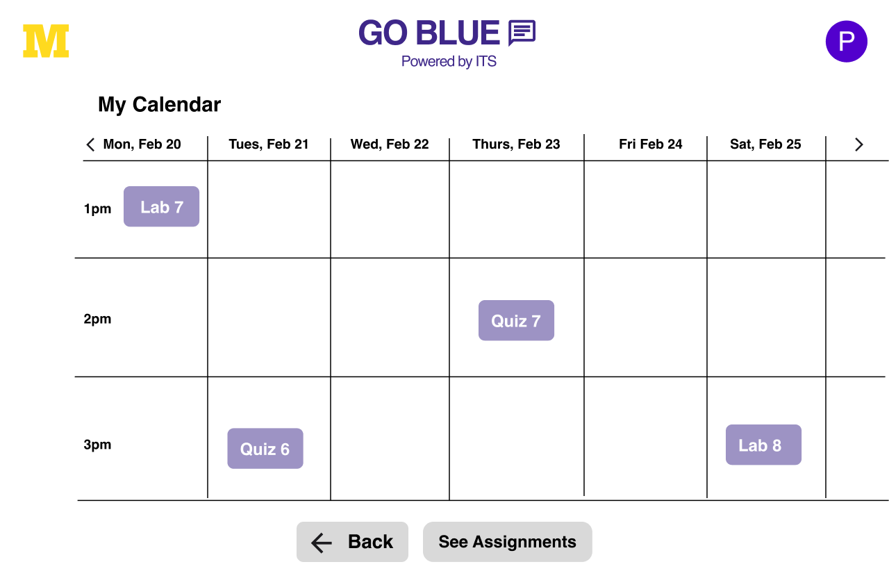 UM-GPT integrated assignment calendar.