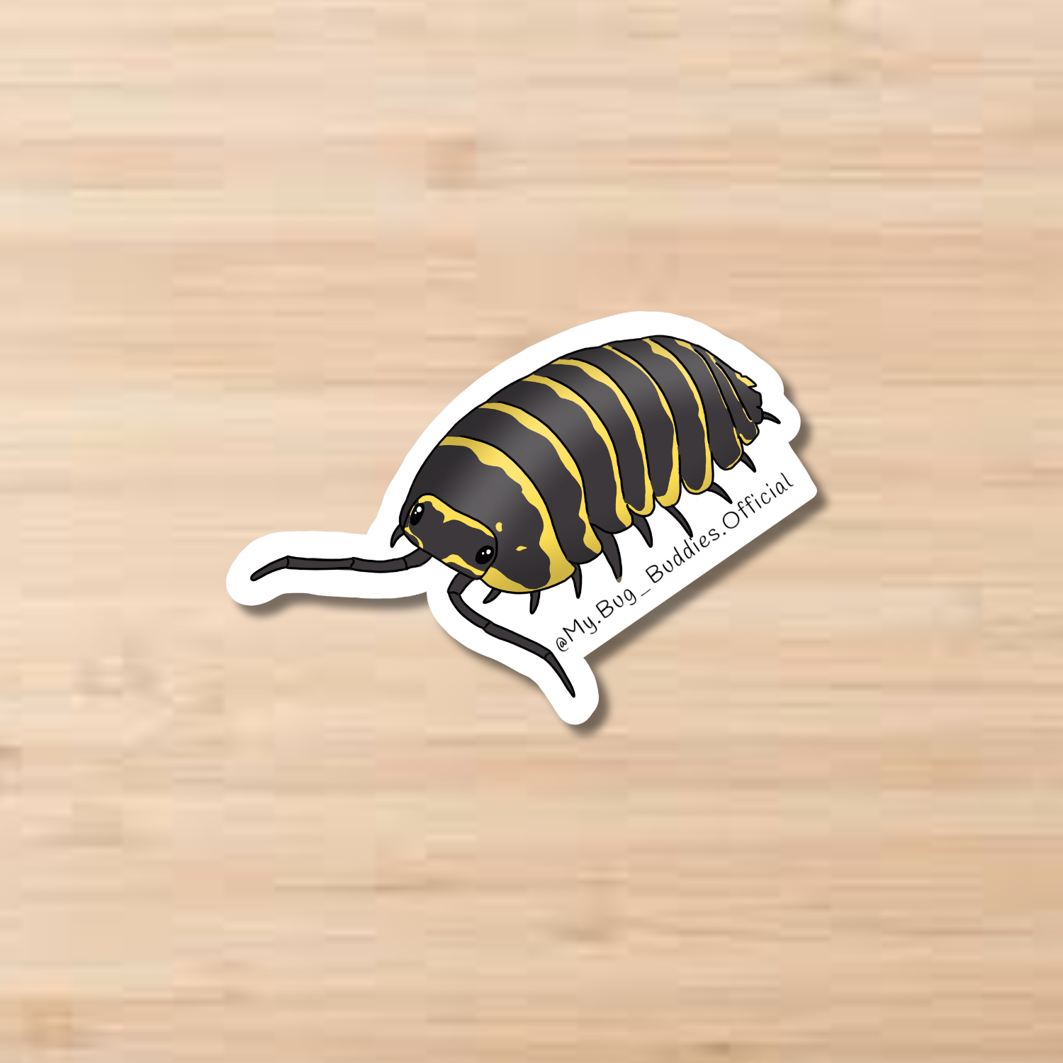 Yellow Zebra Isopod Sticker