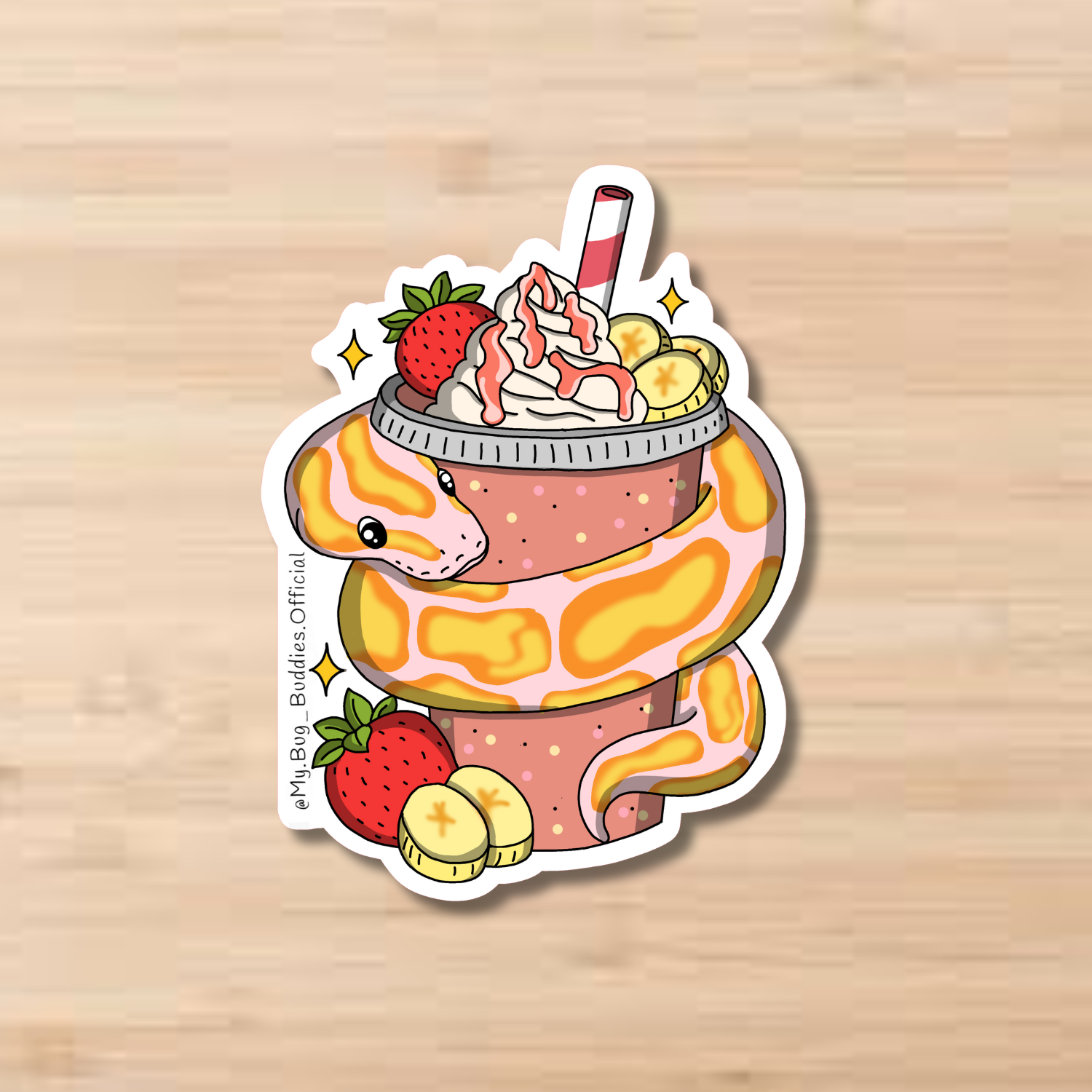 Strawberry Banana Snake-Shake Sticker