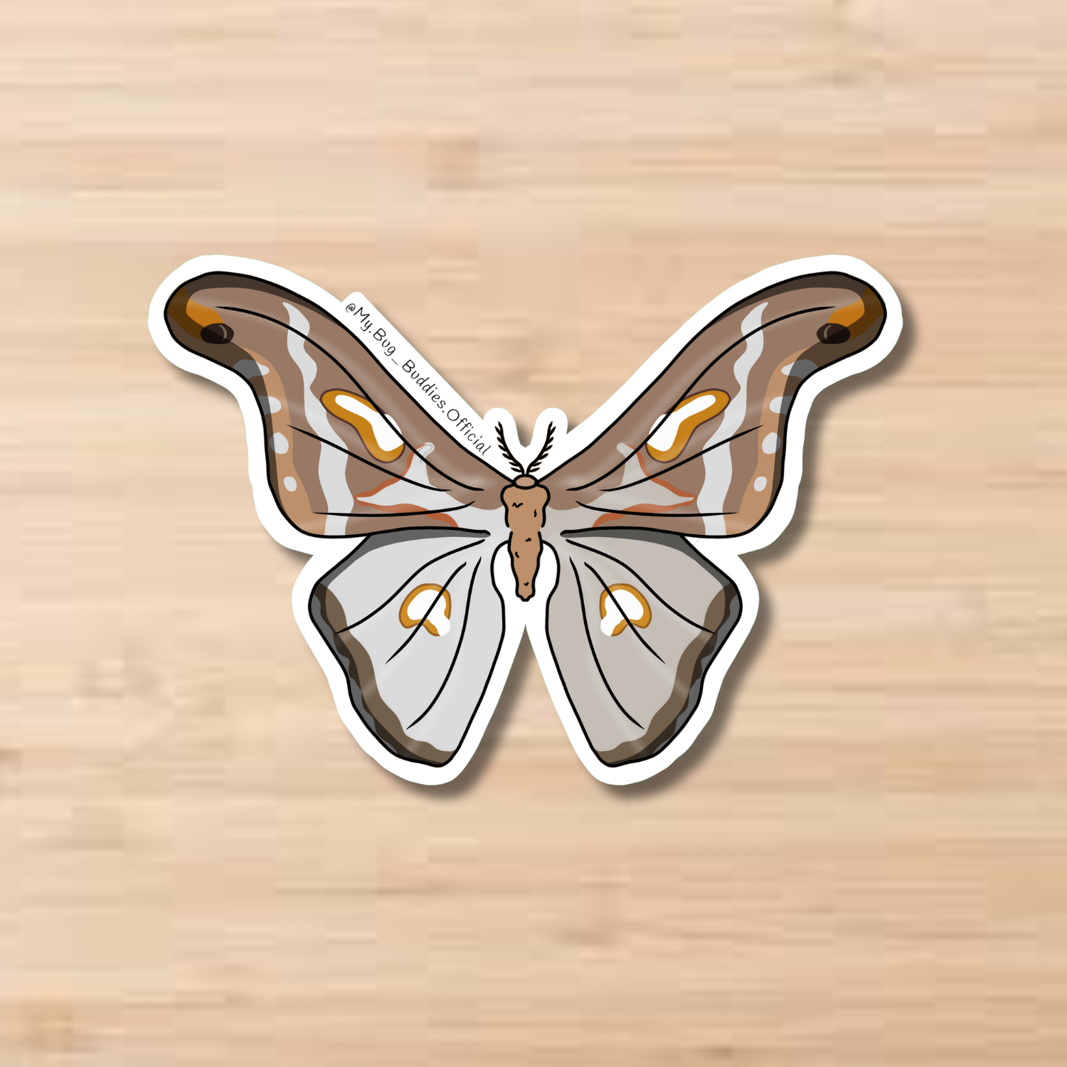 Grey Atlas Moth Sticker