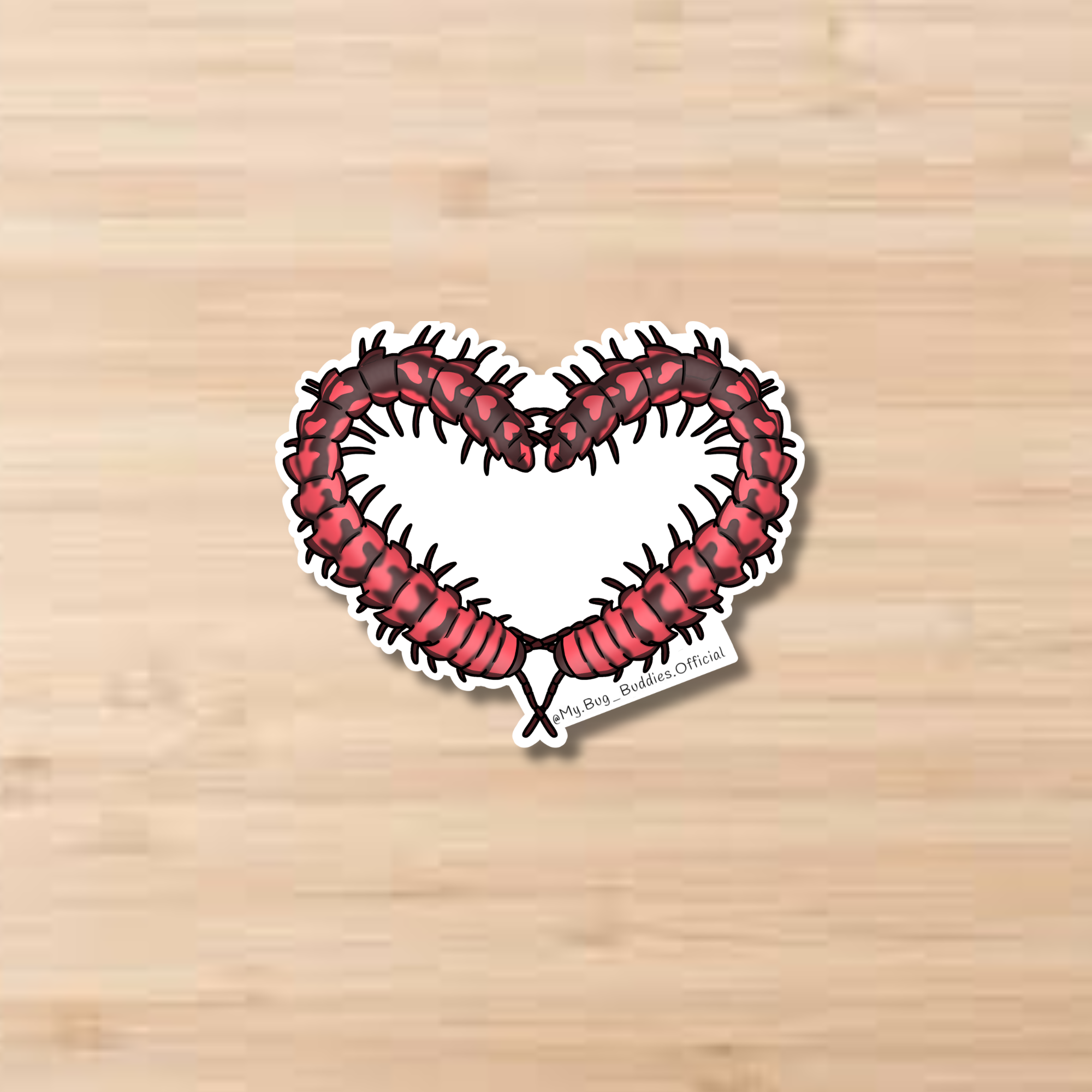 Red Heart Millipede Sticker