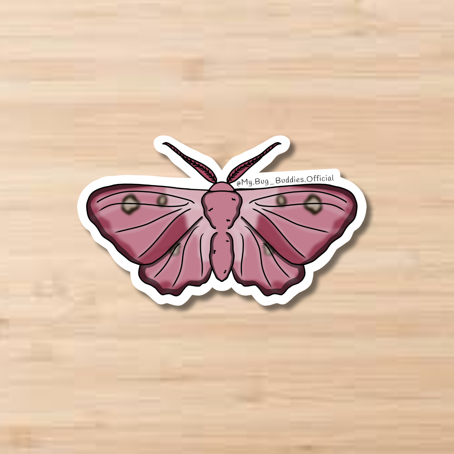 Dogins Pink Bullseye Moth Sticker