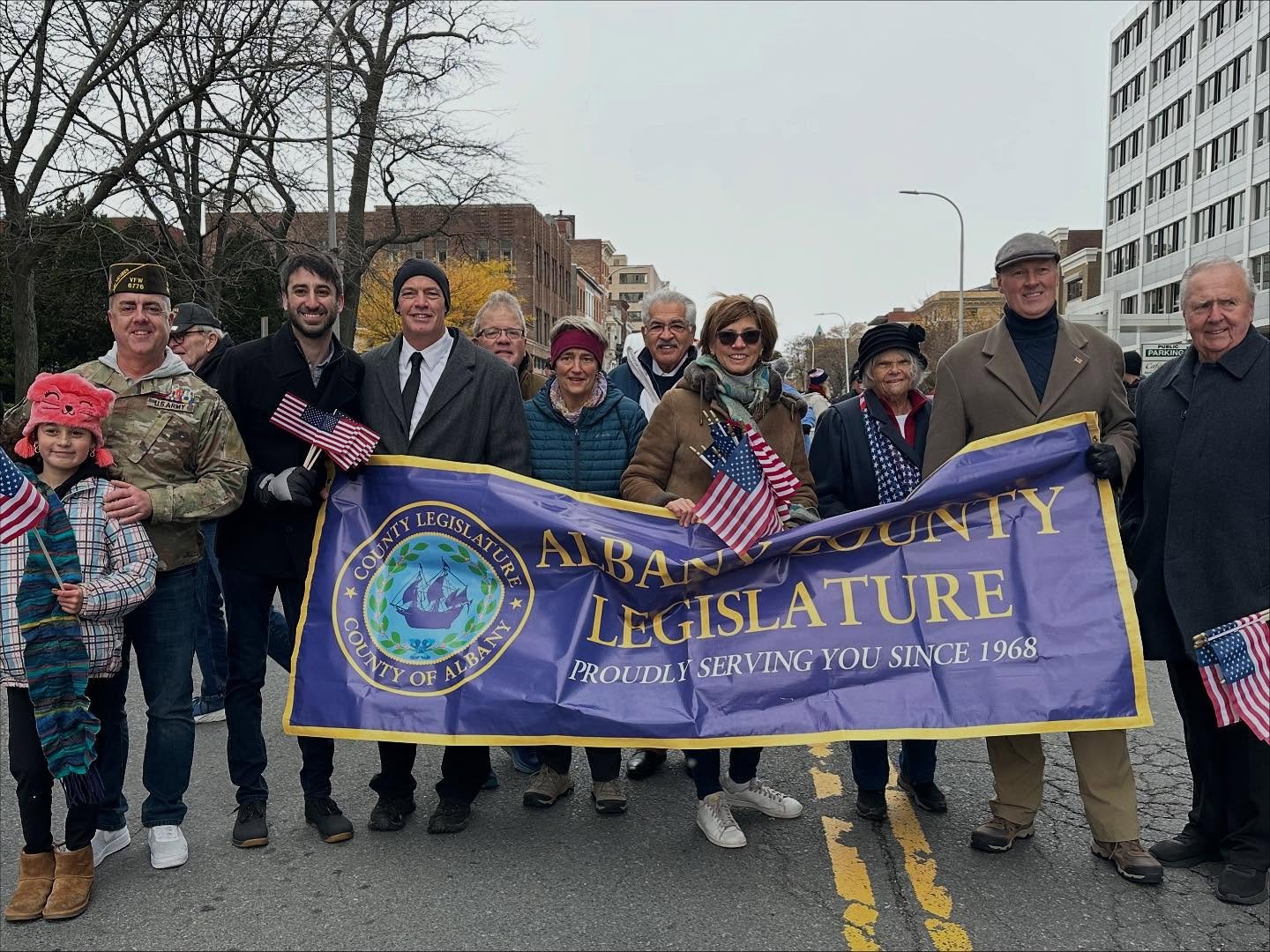 Proud to march in today&rsquo;s Veterans Day Parade to honor those who served our country. Grateful for their courage and sacrifice to our country 🇺🇸