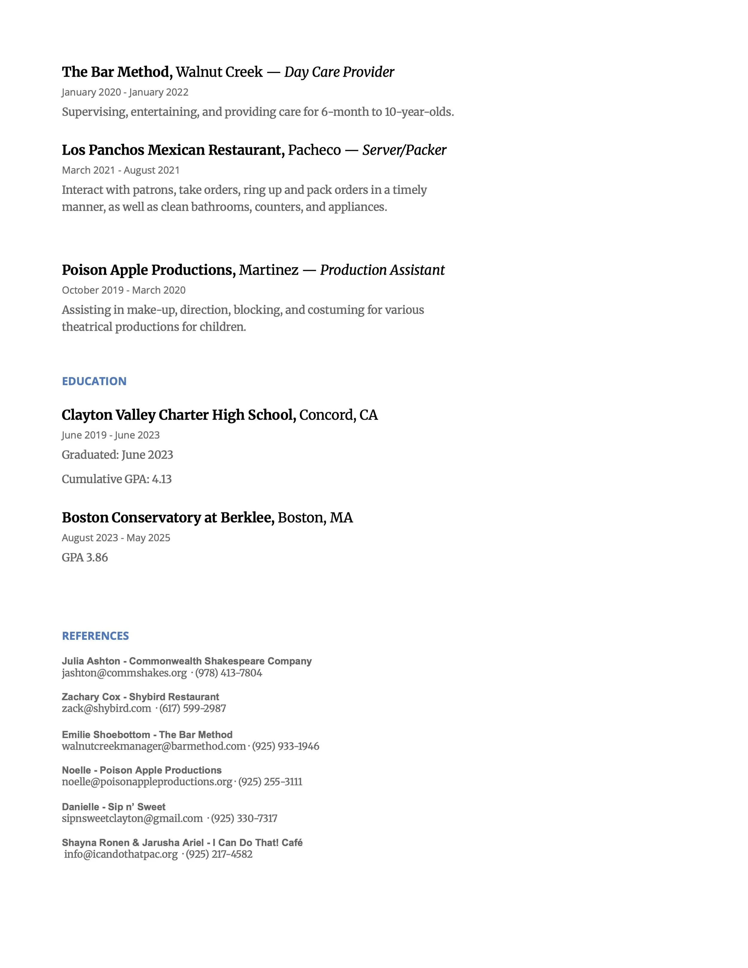 Work Resume 2/2