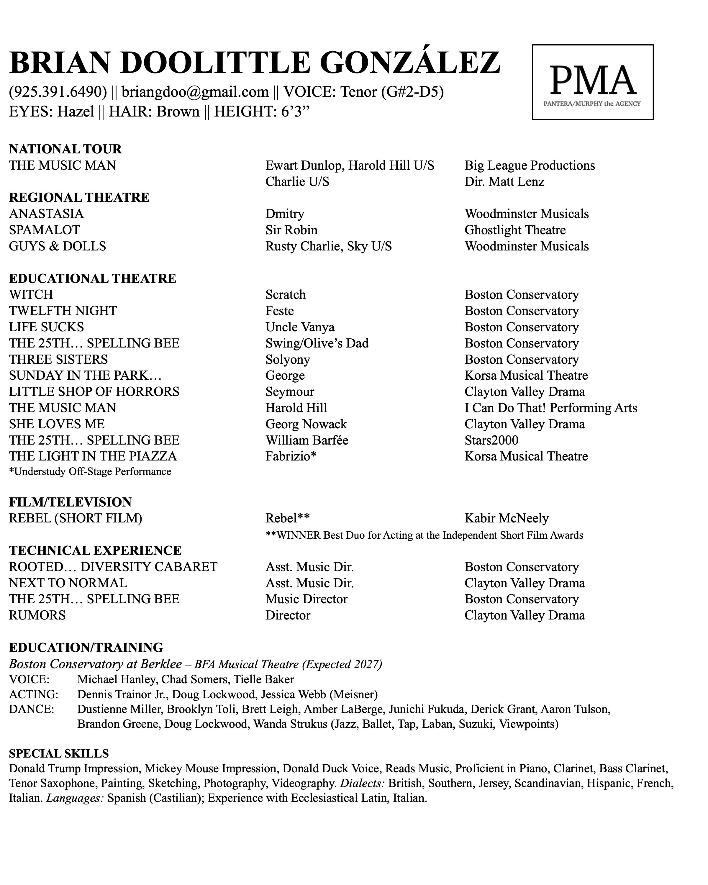 Theatre Resume 