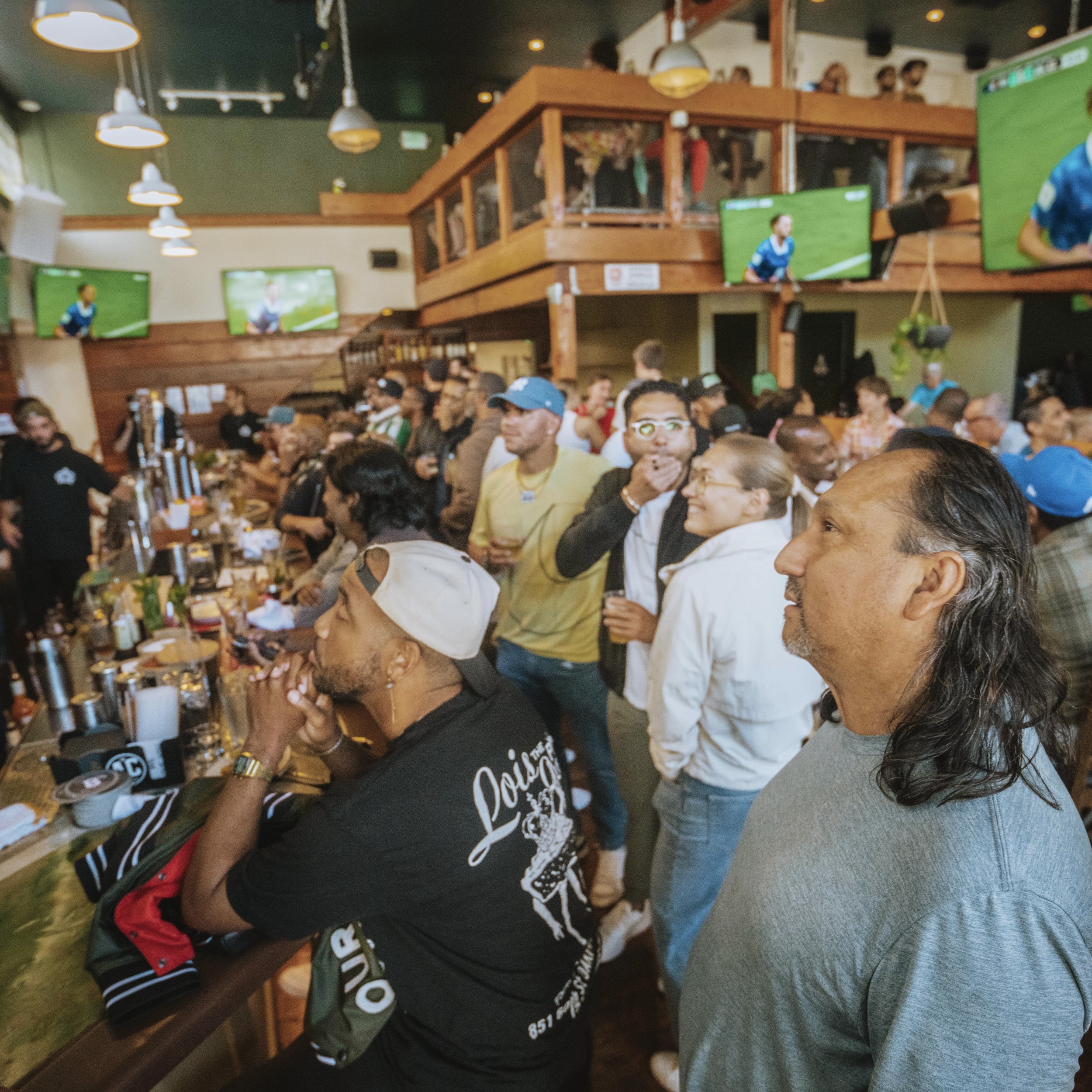 crowd at the sports bar as seen from entrance
