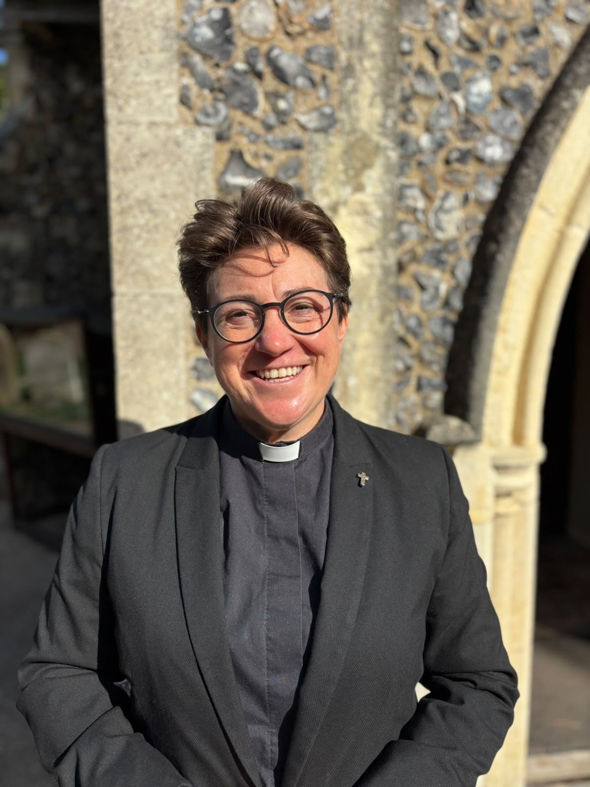 The Reverend Jo Gunn in the park
