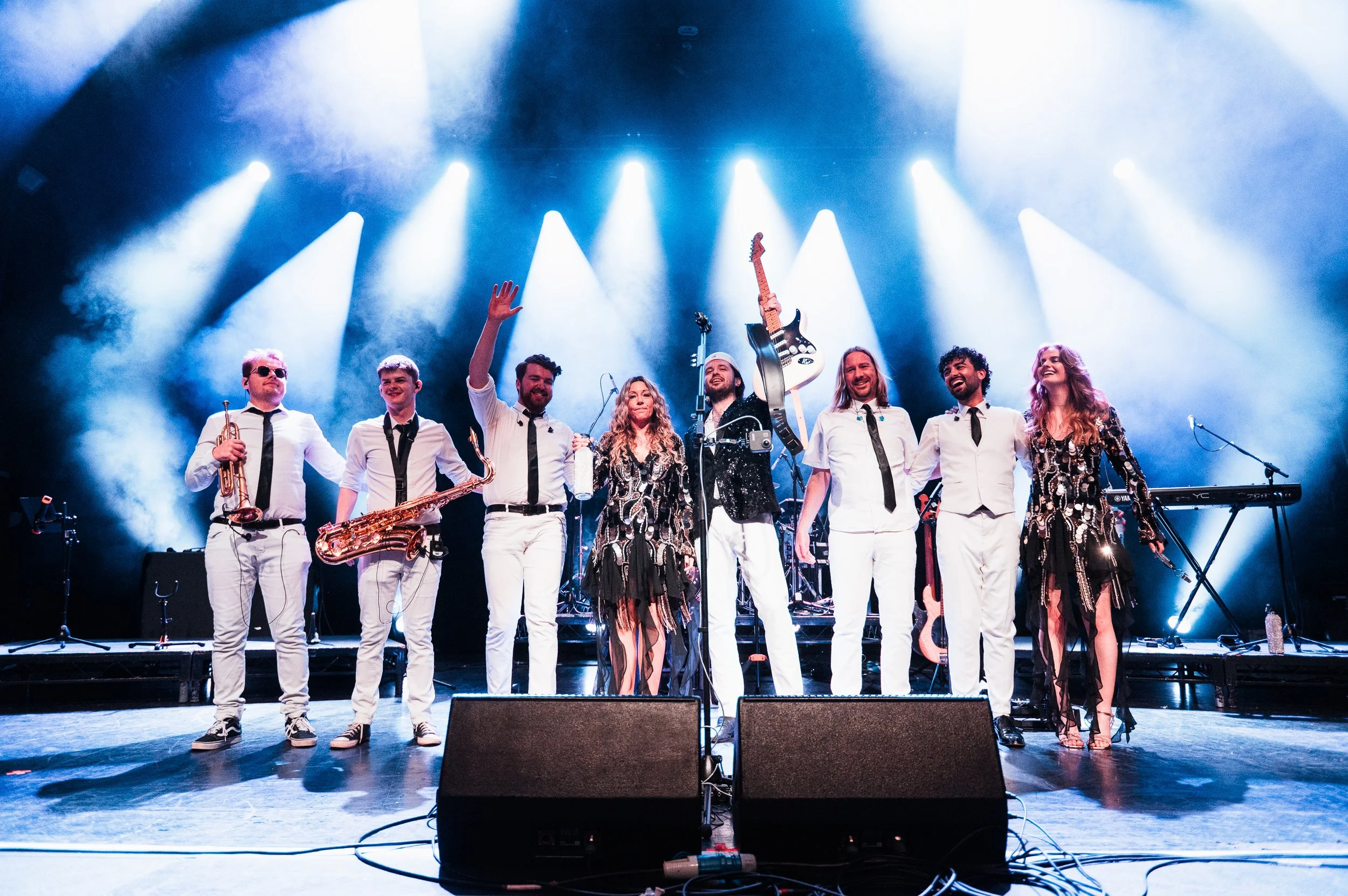 Good Times performing live with the full eight-piece band during a tribute to the music of Nile Rodgers & CHIC.