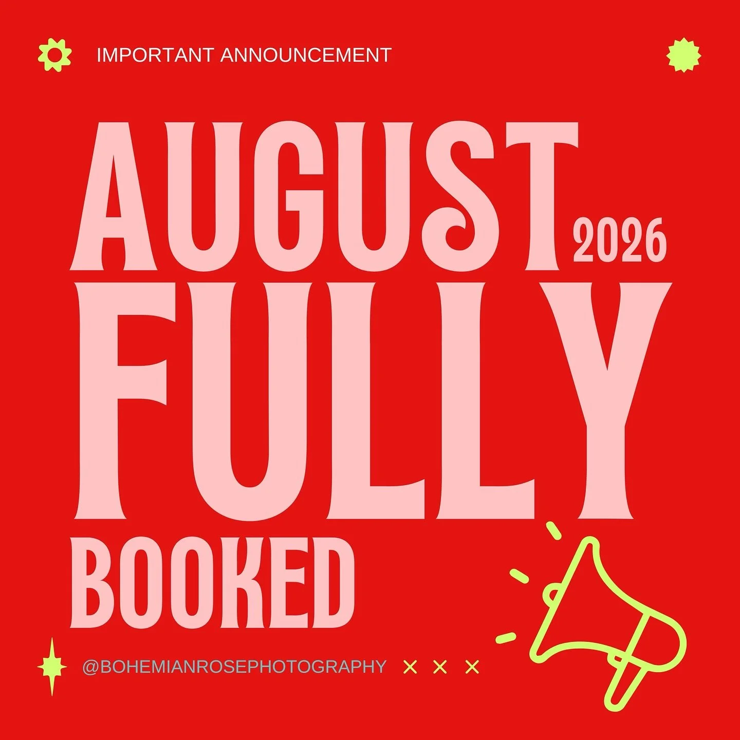 Next August is now fully booked ✨ with just a few spaces left the rest of the year now. I will only be taking on 4 more weddings for next year max, so it&rsquo;s first come first serve now ❤️