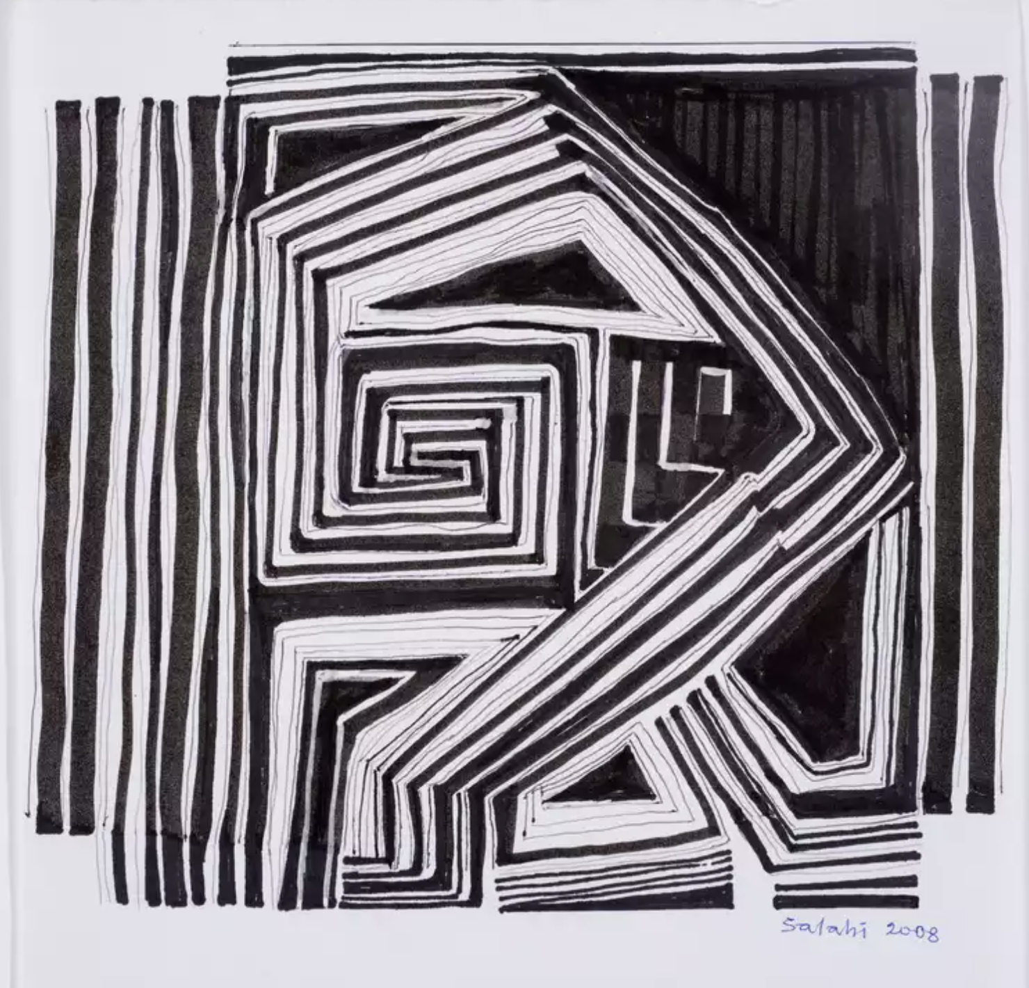 LINE AND ABSTRACTION: Ibrahim El-Salahi 'Untitled', 2008. (SUDAN)