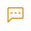 A chat or message icon with a dark background and an orange outline.